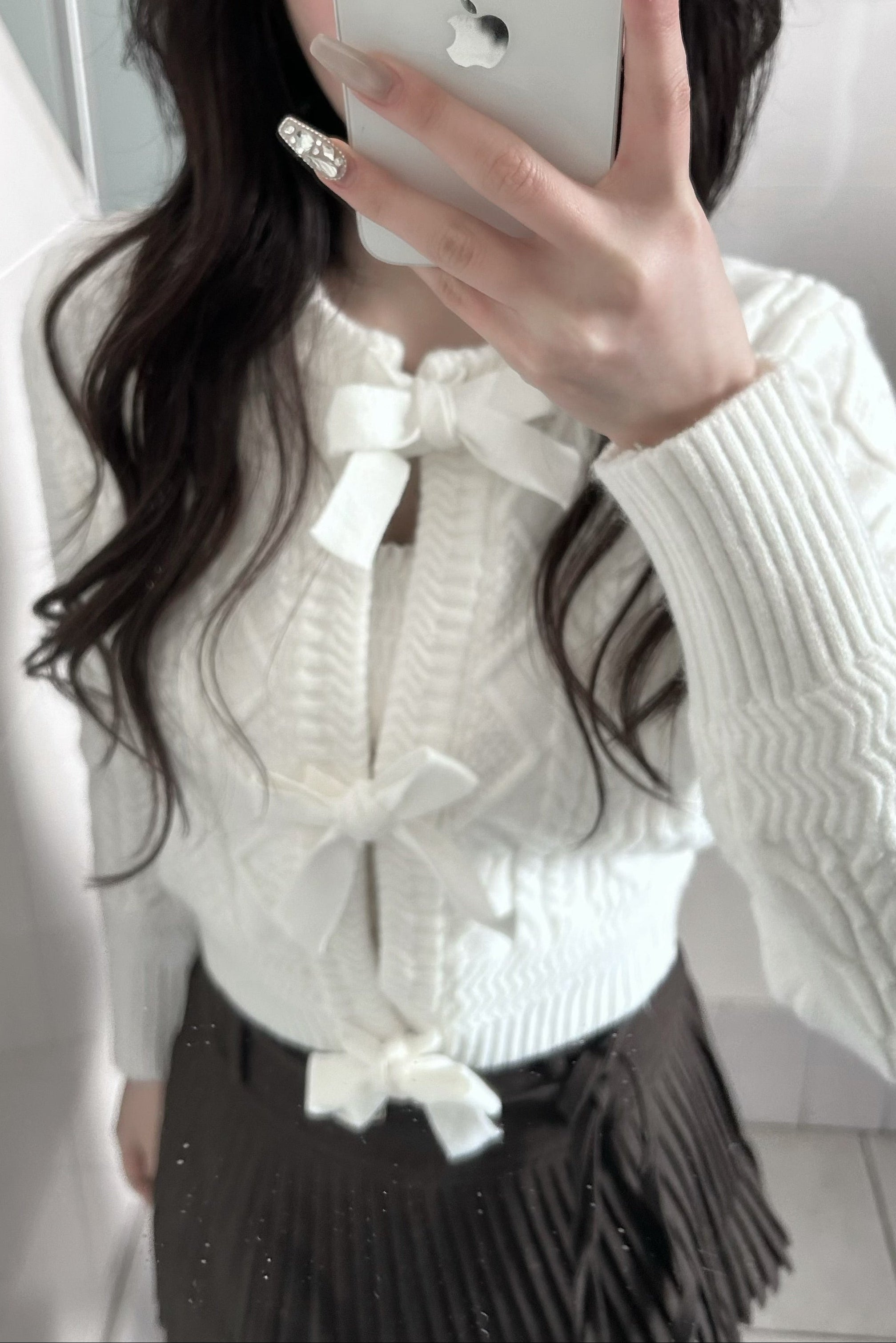 ケーブルニットリボンカーディガン KR14144