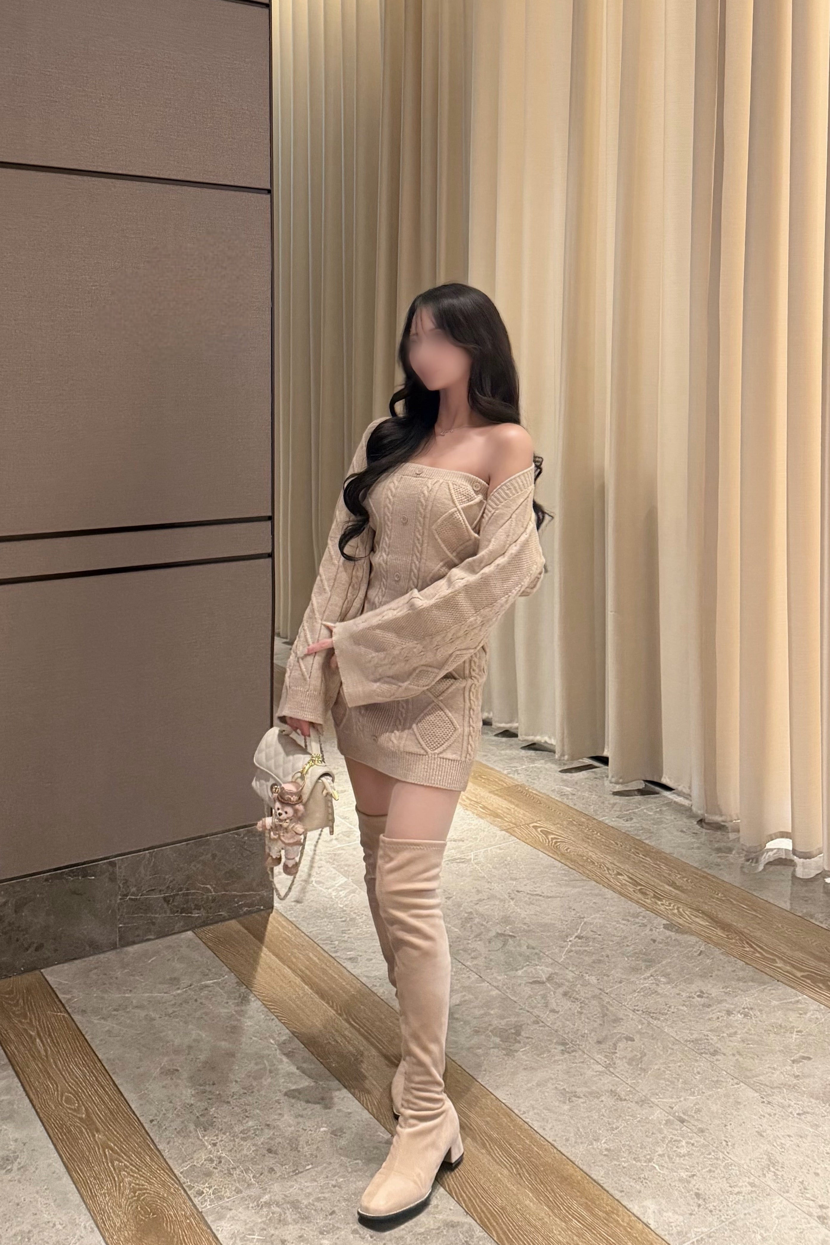 ワンショルニットワンピ KR14157