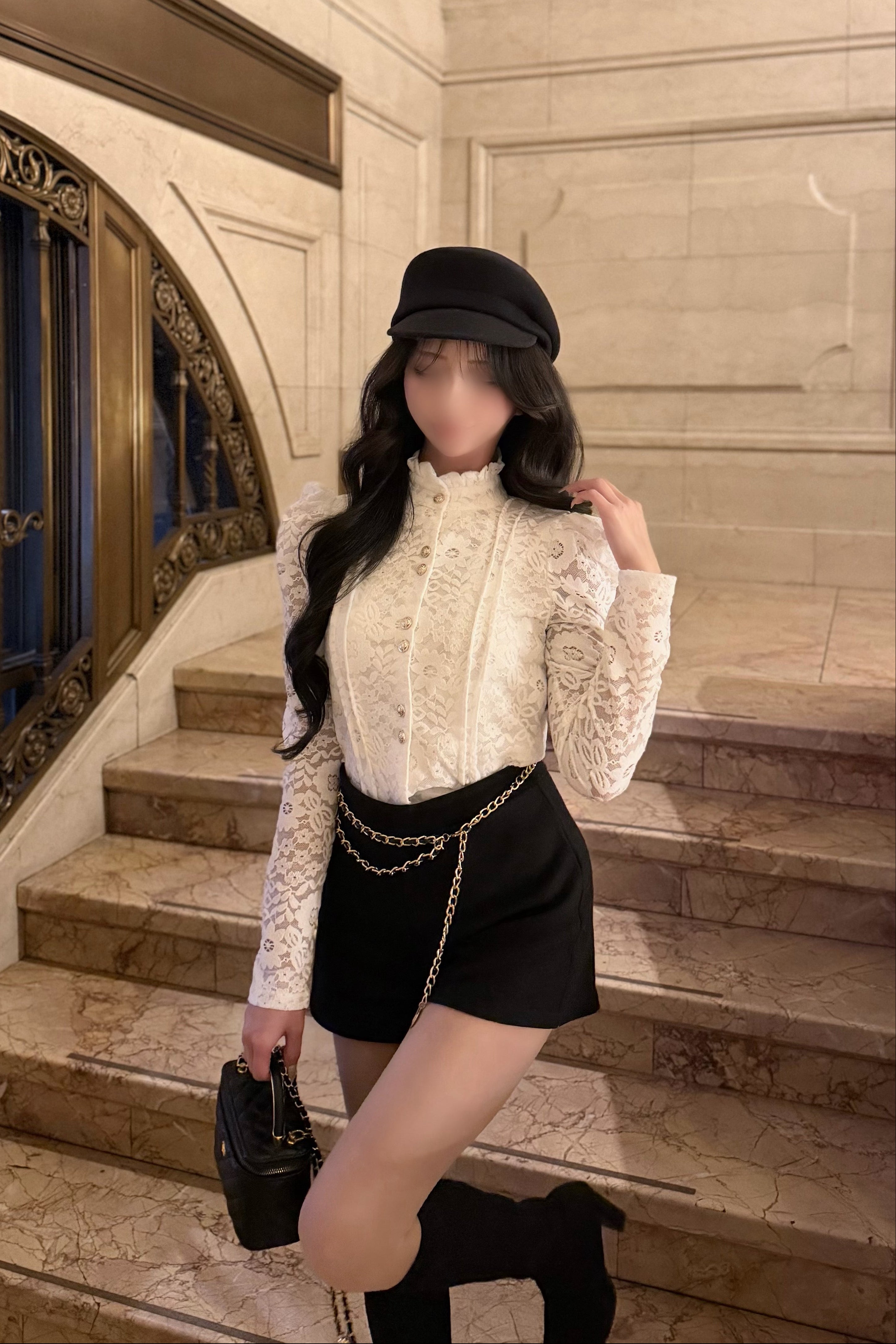 ハイネックレースブラウス KR14160