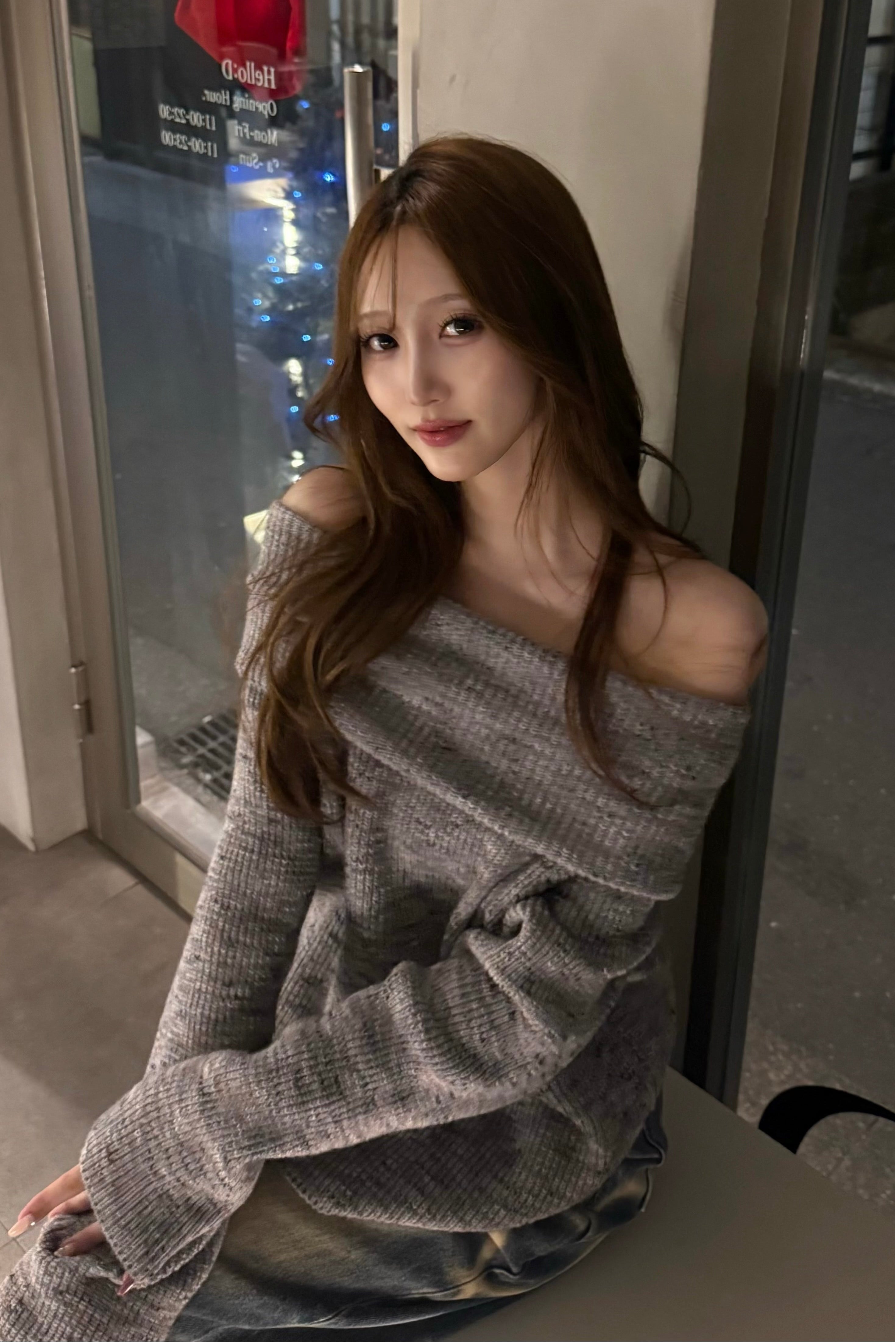 オフショルシンプルニット KR13593