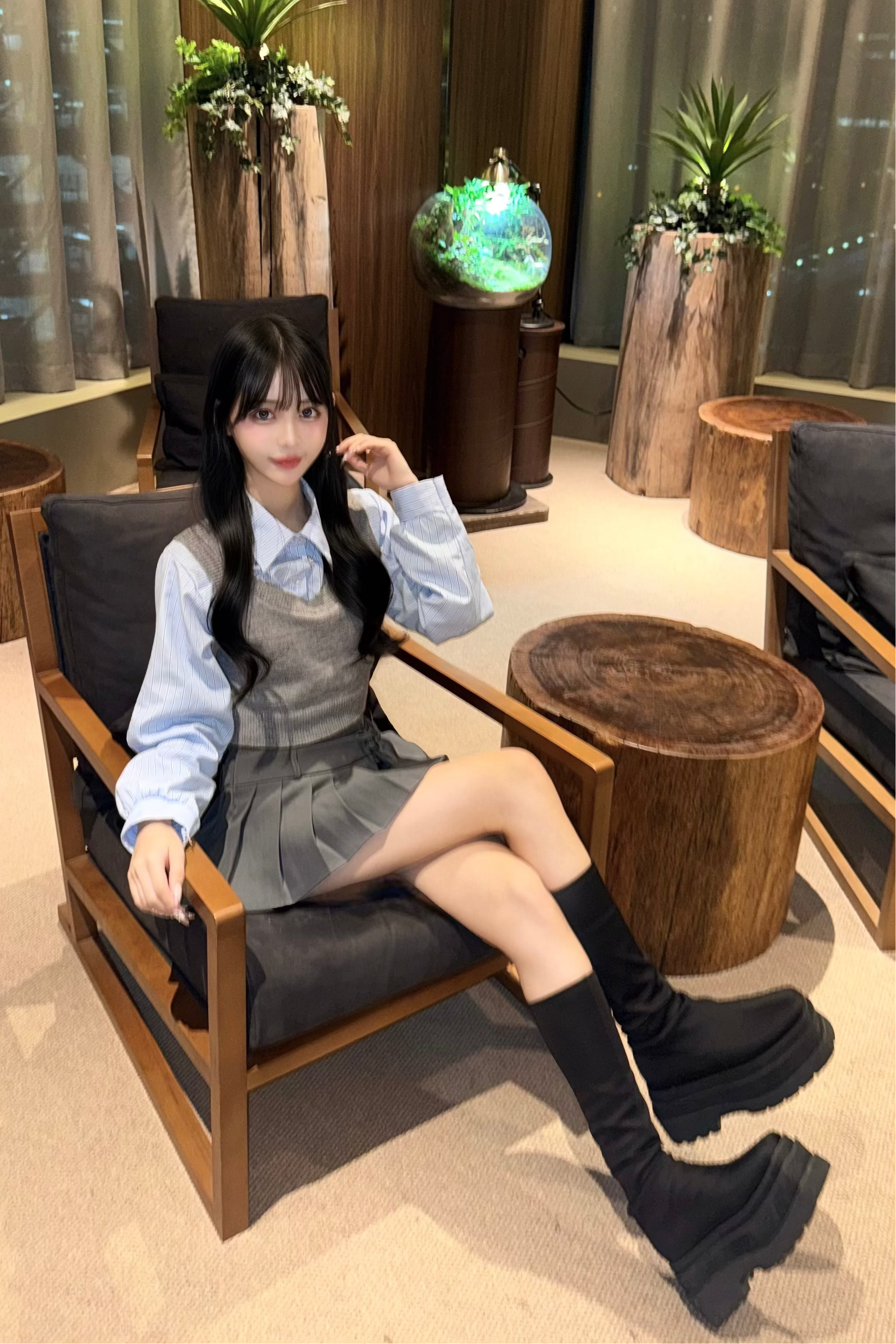 ニットベストドッキングシャツ KR13902