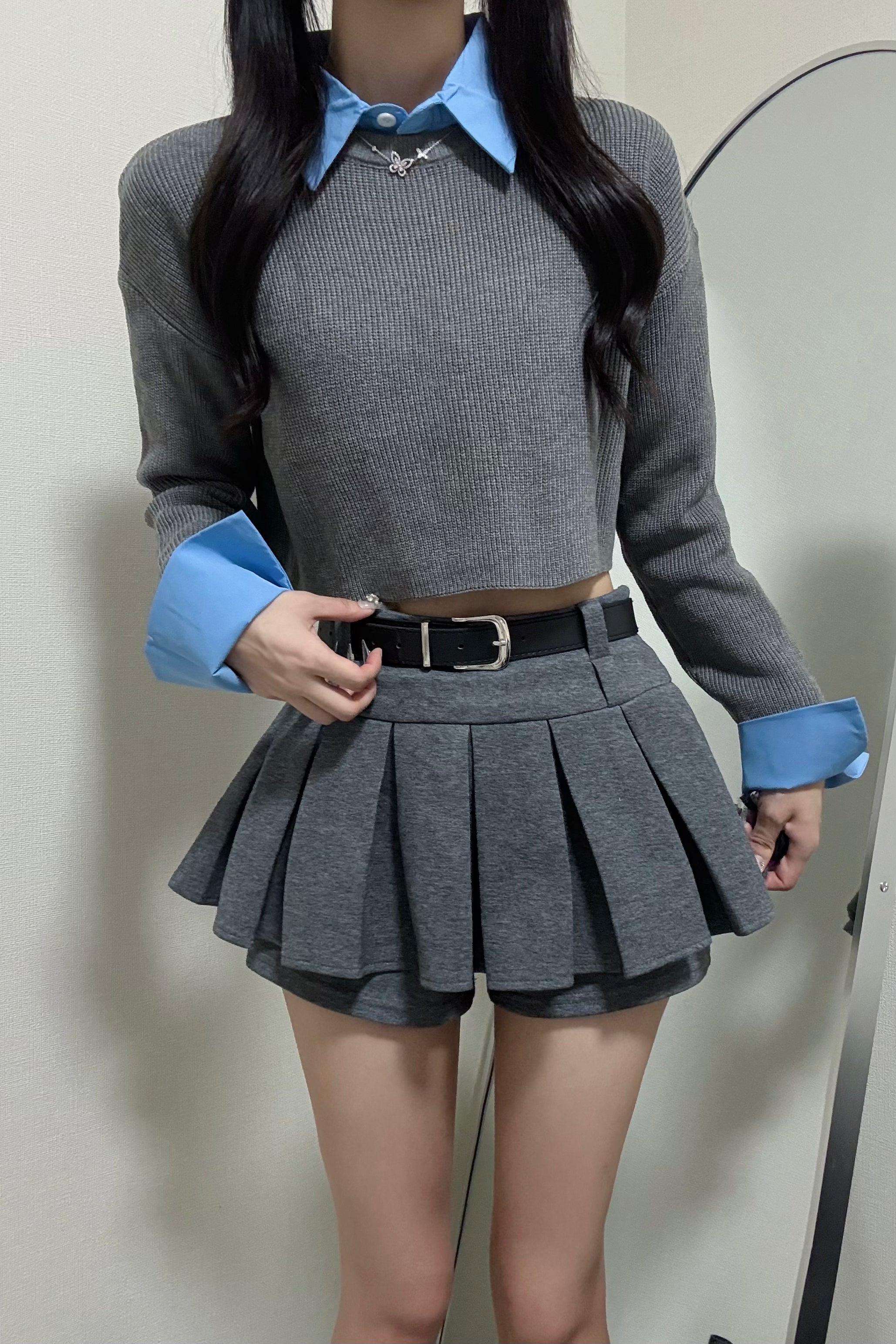 レイヤードクロップニットトップス KR12339
