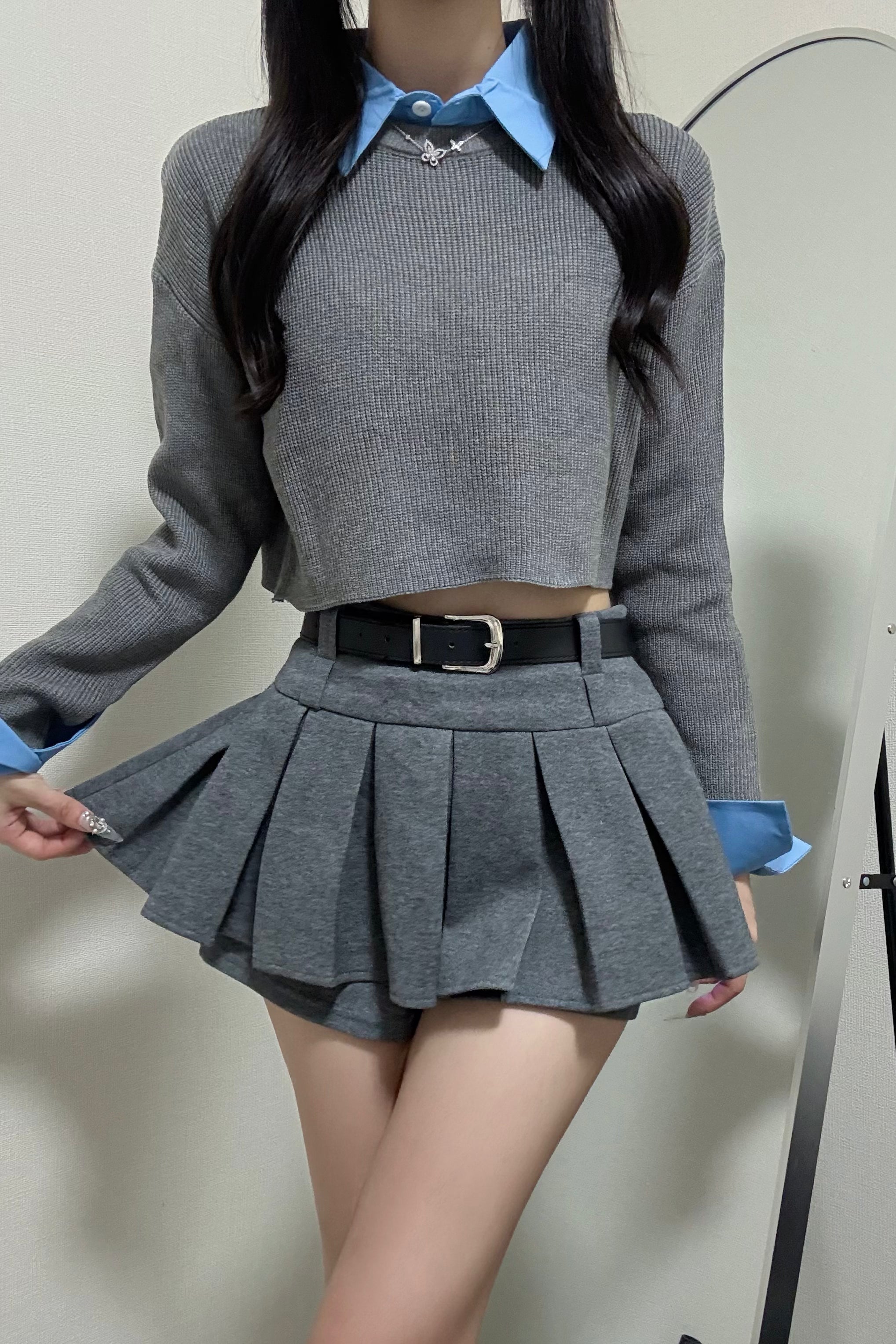 レイヤードクロップニットトップス KR12339