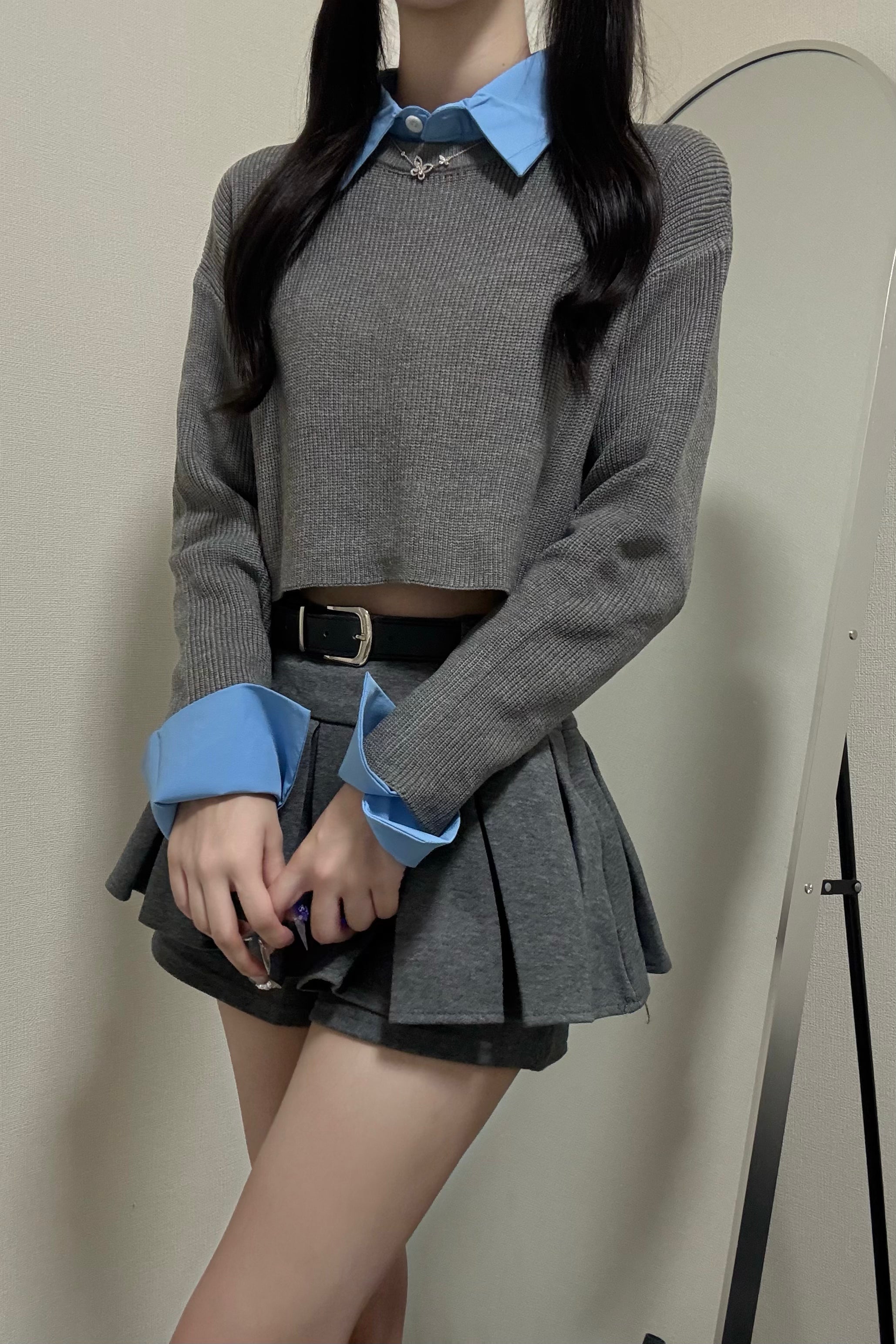 レイヤードクロップニットトップス KR12339