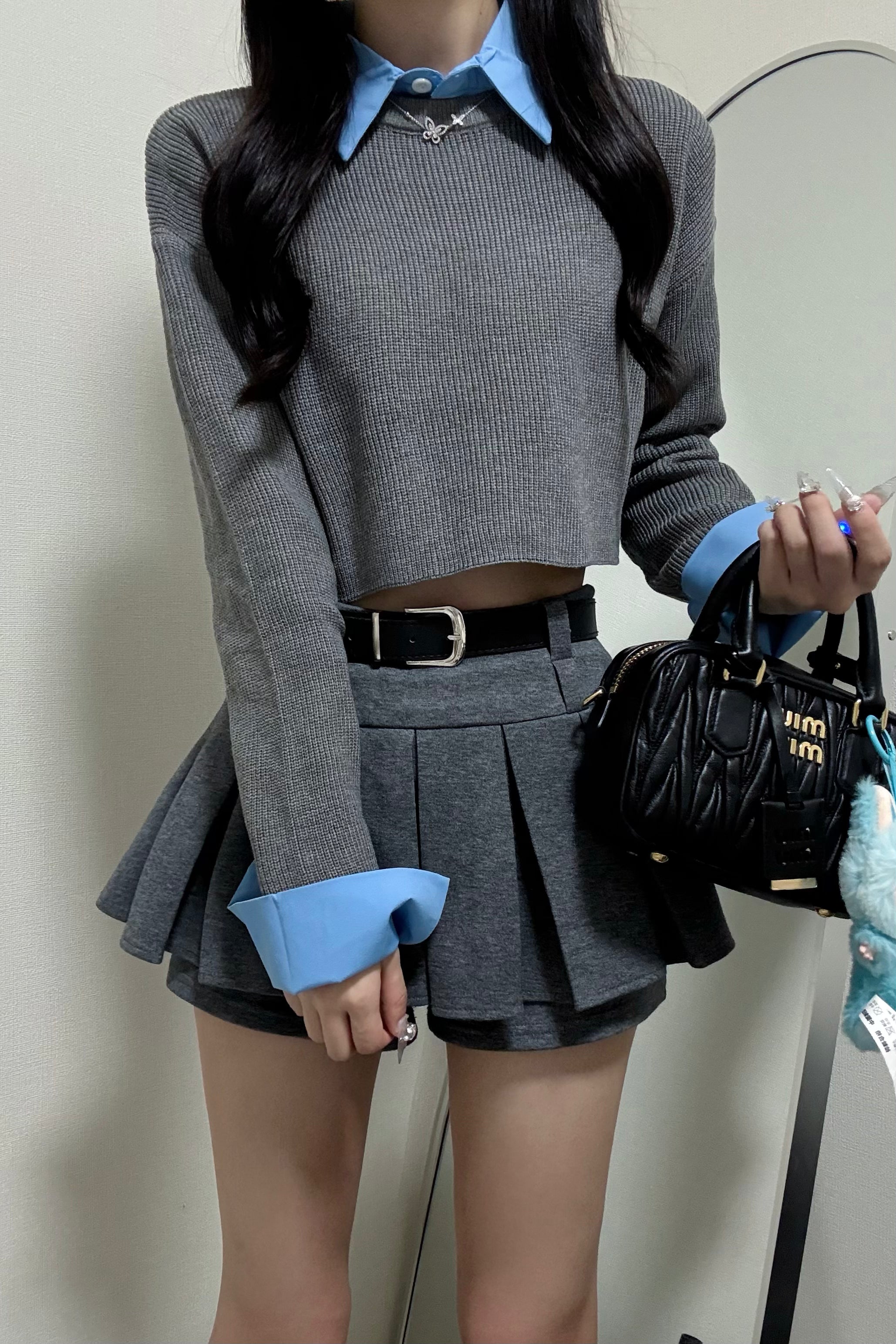 レイヤードクロップニットトップス KR12339