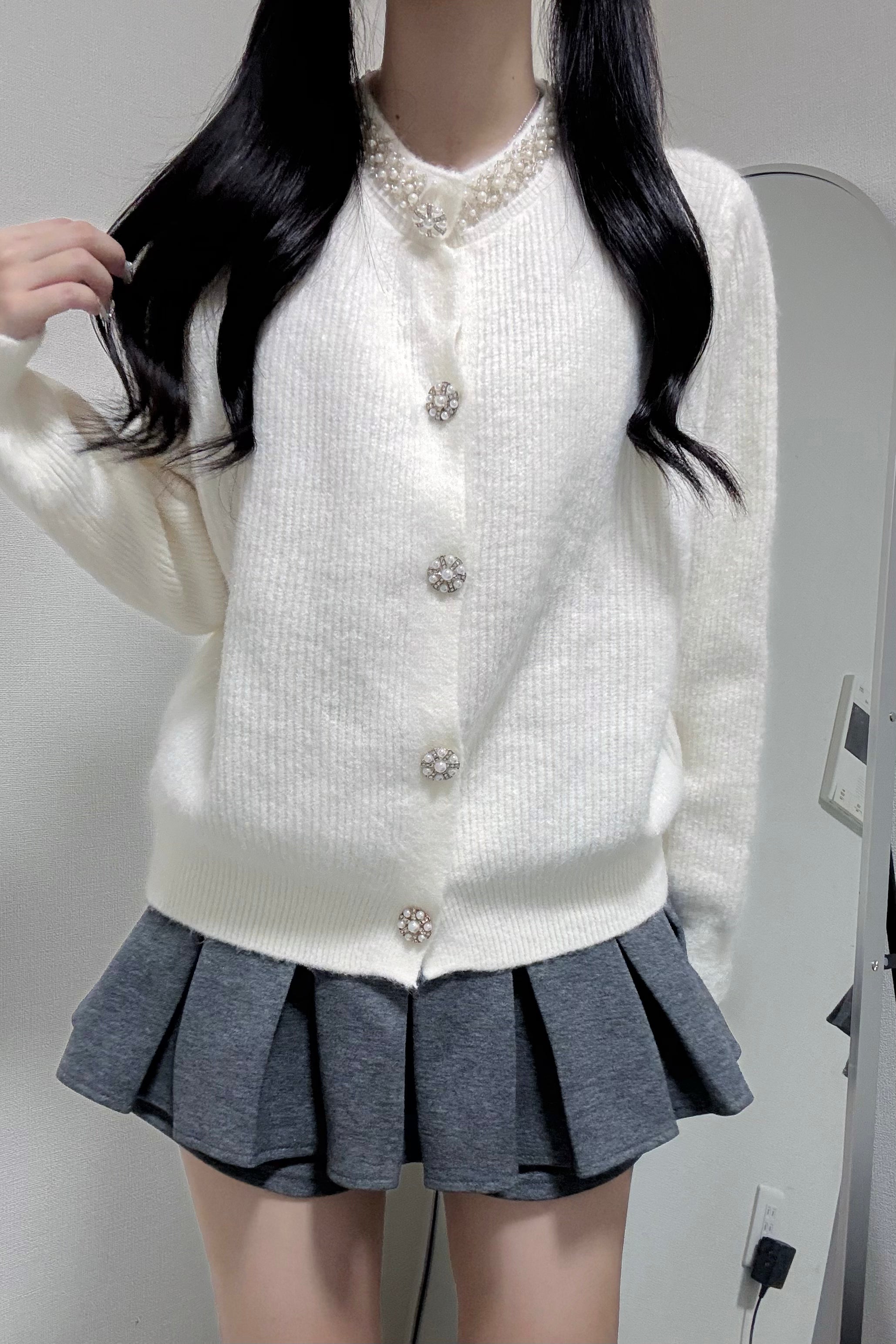 ビジューファーカーディガン KR12347