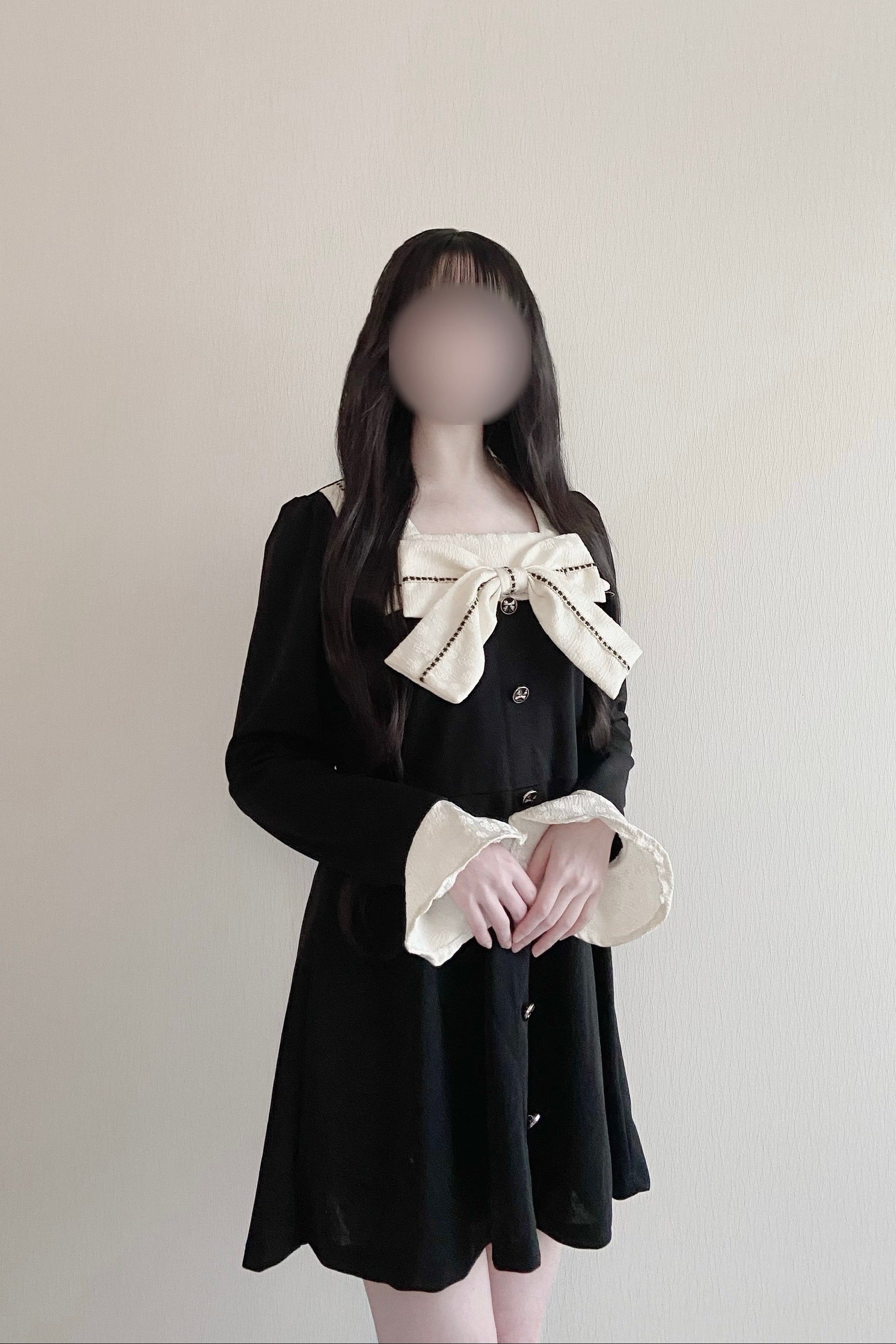 リボンカラークラシカルミニワンピース KR14018