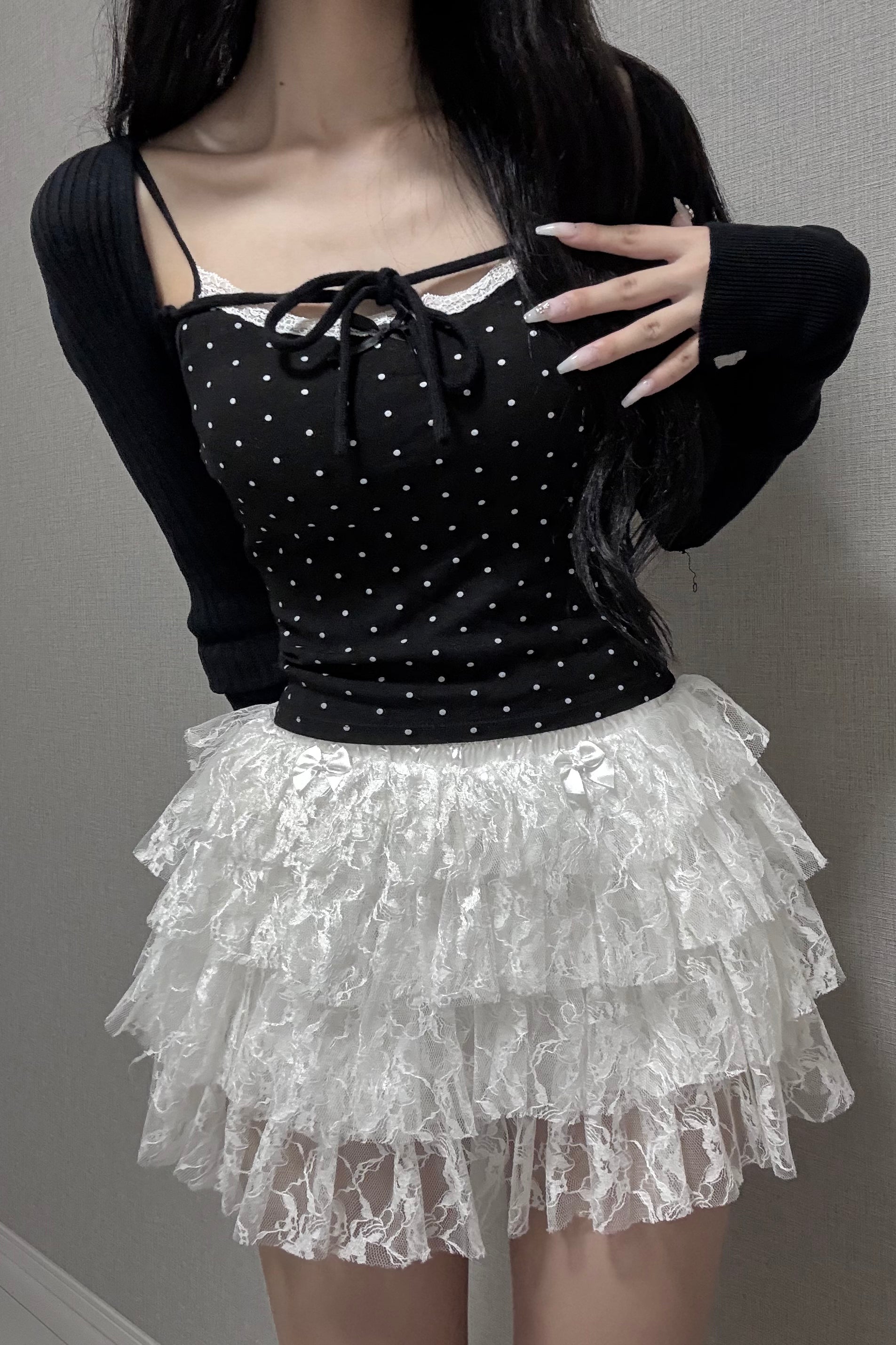 dot front ribon camisole KR10022