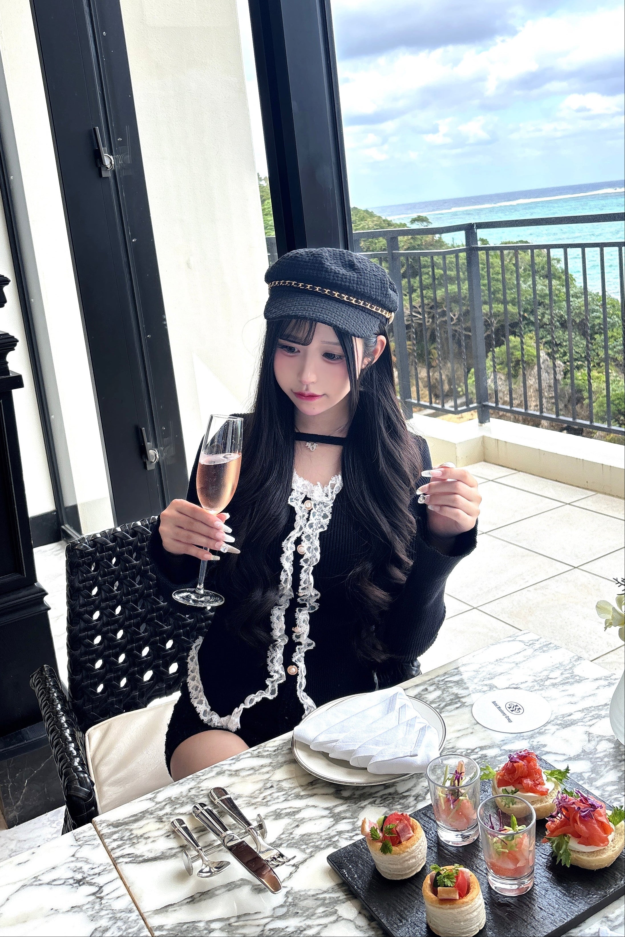 レースレイヤードリブトップス KR13747