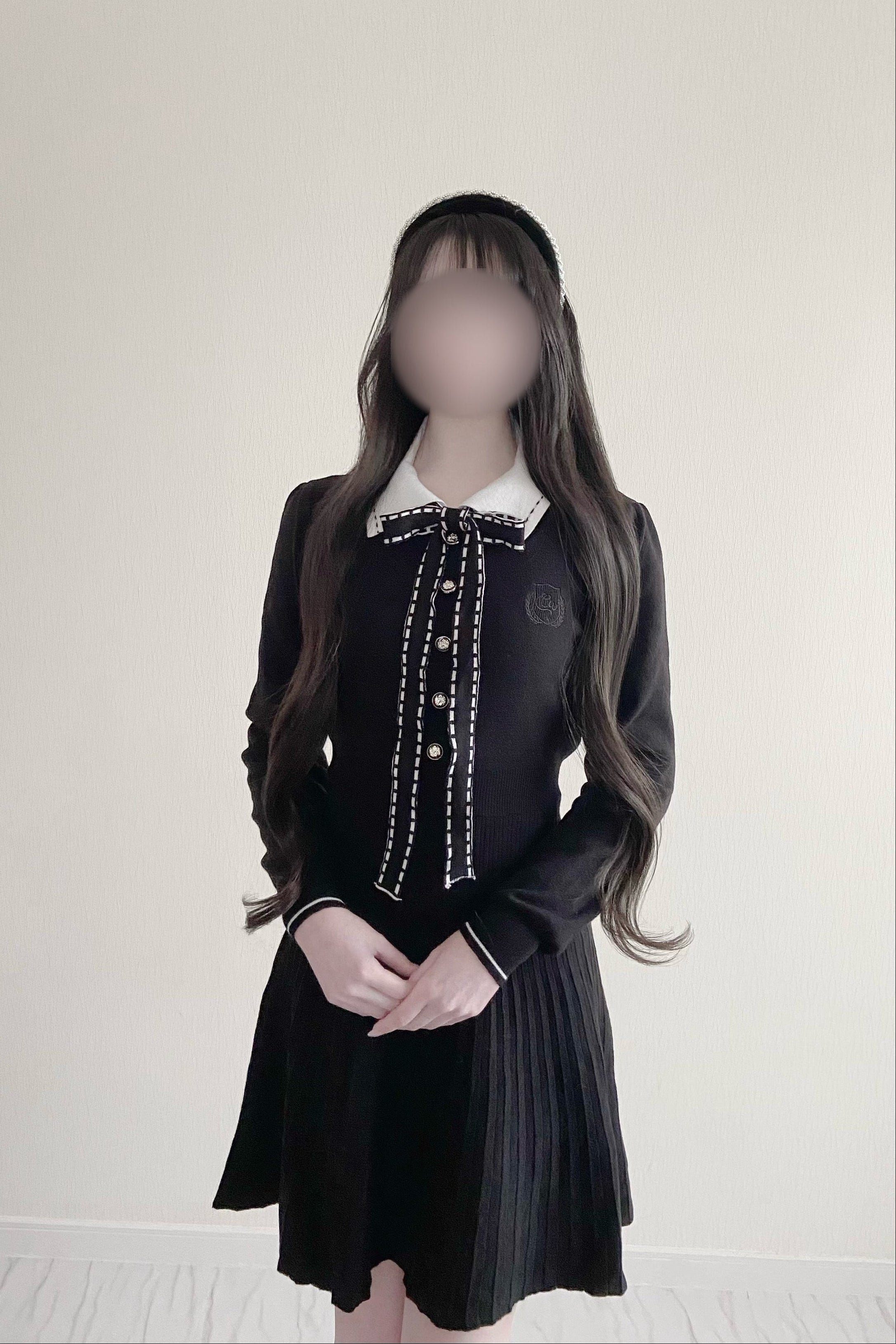 リボンカラープリーツワンピース KR14015