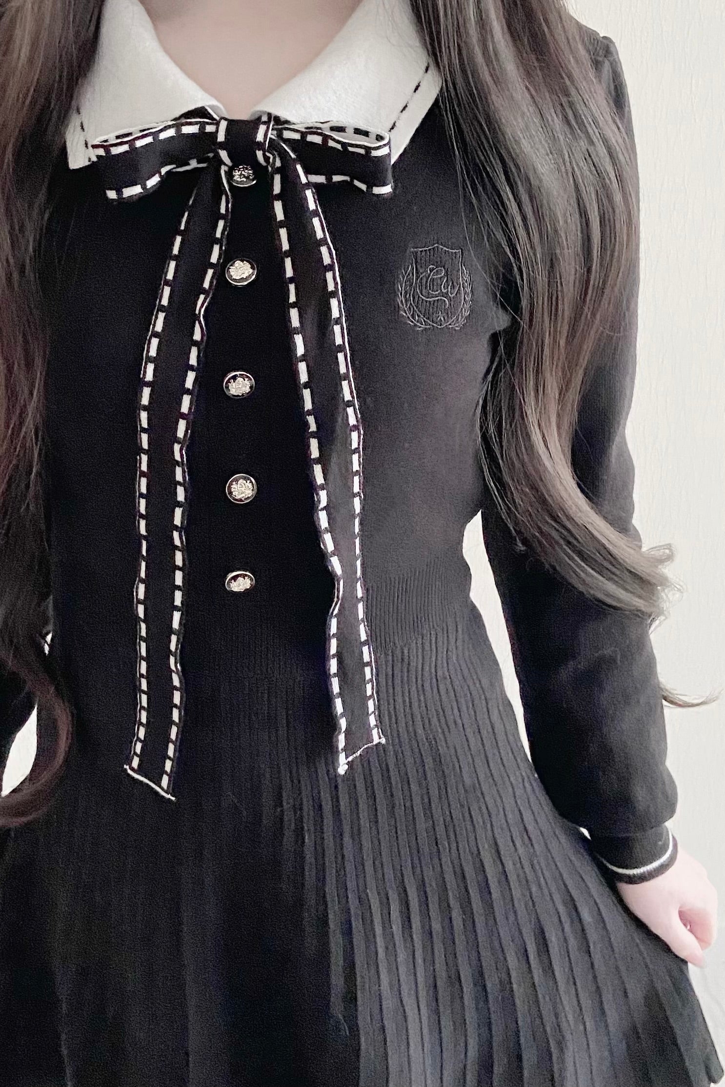 リボンカラープリーツワンピース KR14015