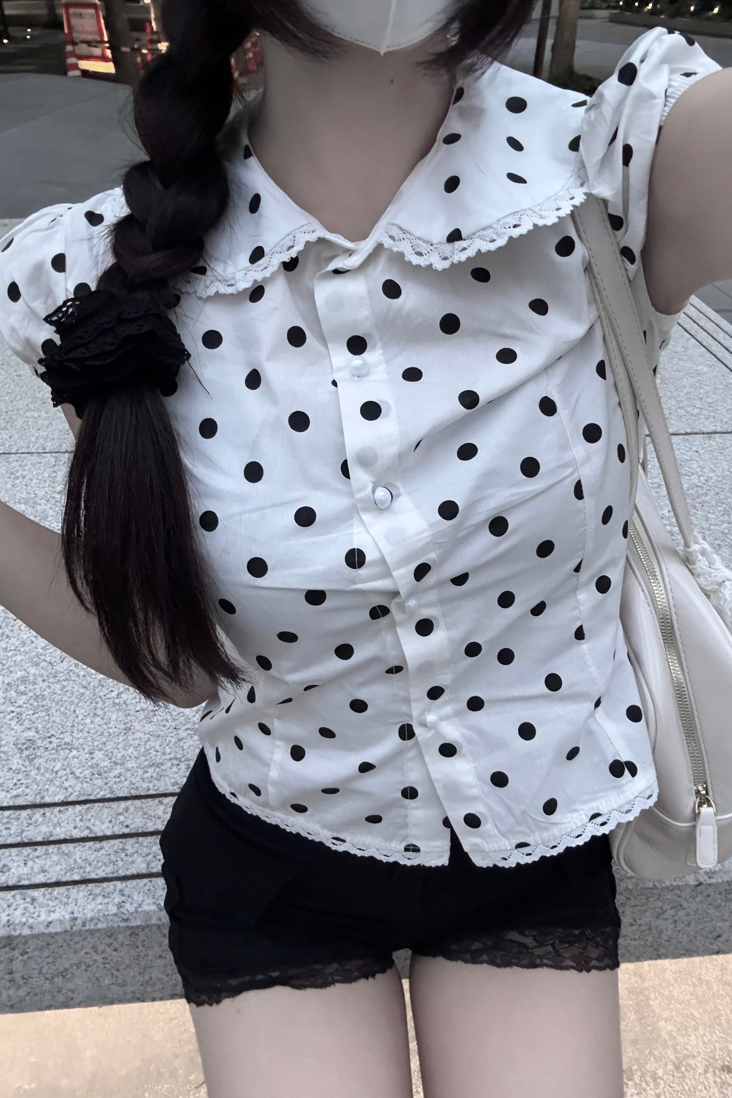 パフスリーブドットシャツ KR14754