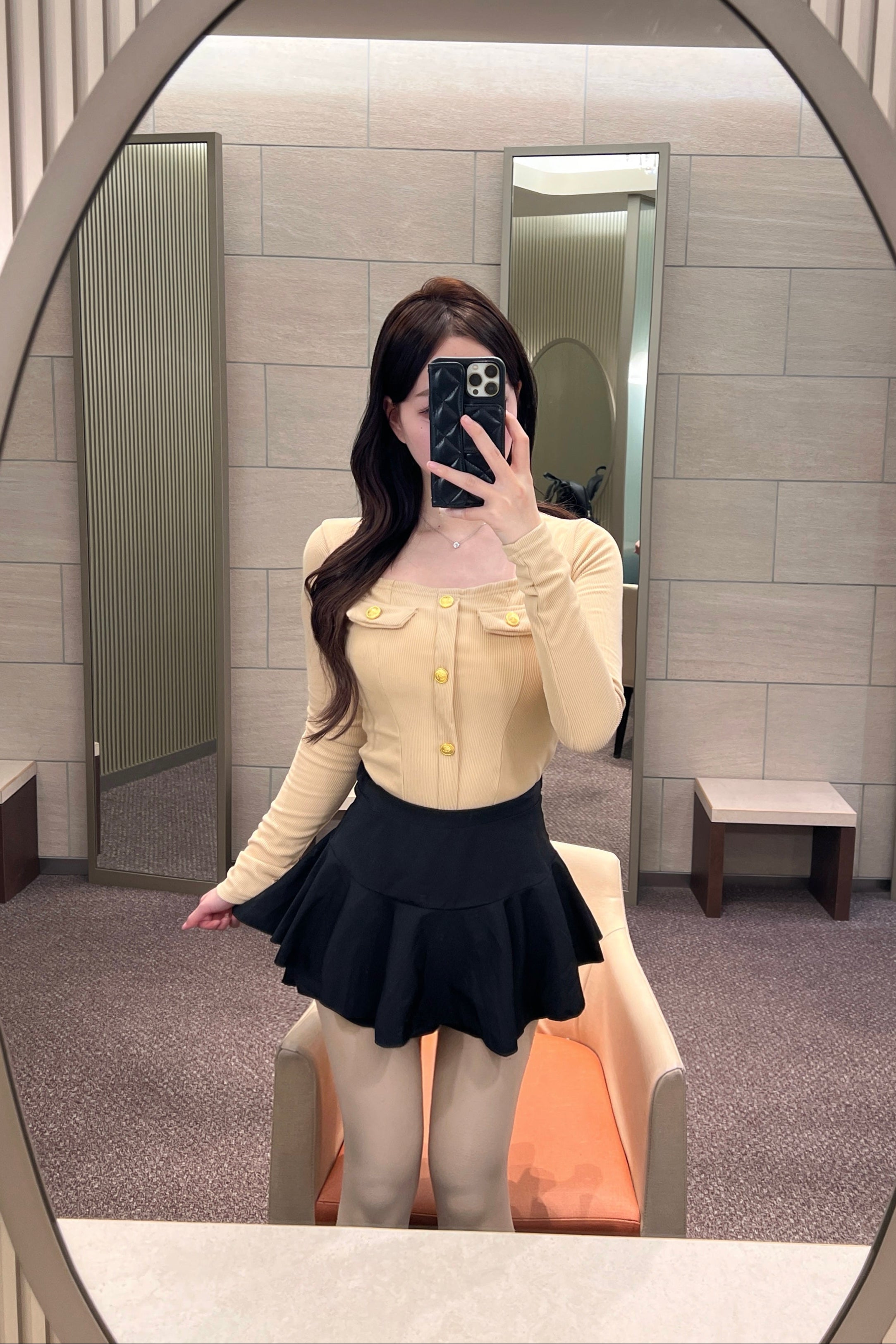 フリントボタンスクエアネックトップス KR14174