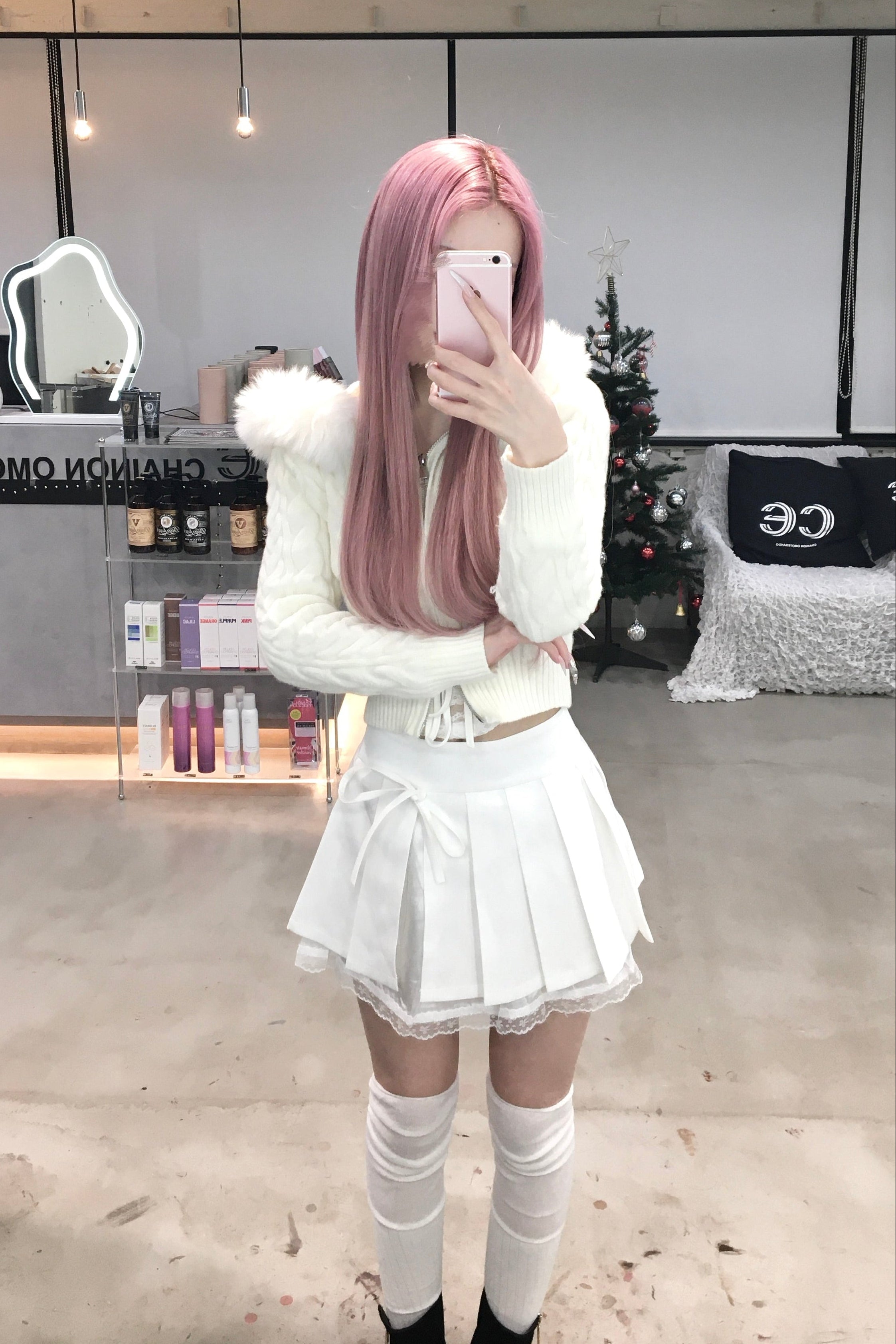 リボンレースプリーツスカート KR13424