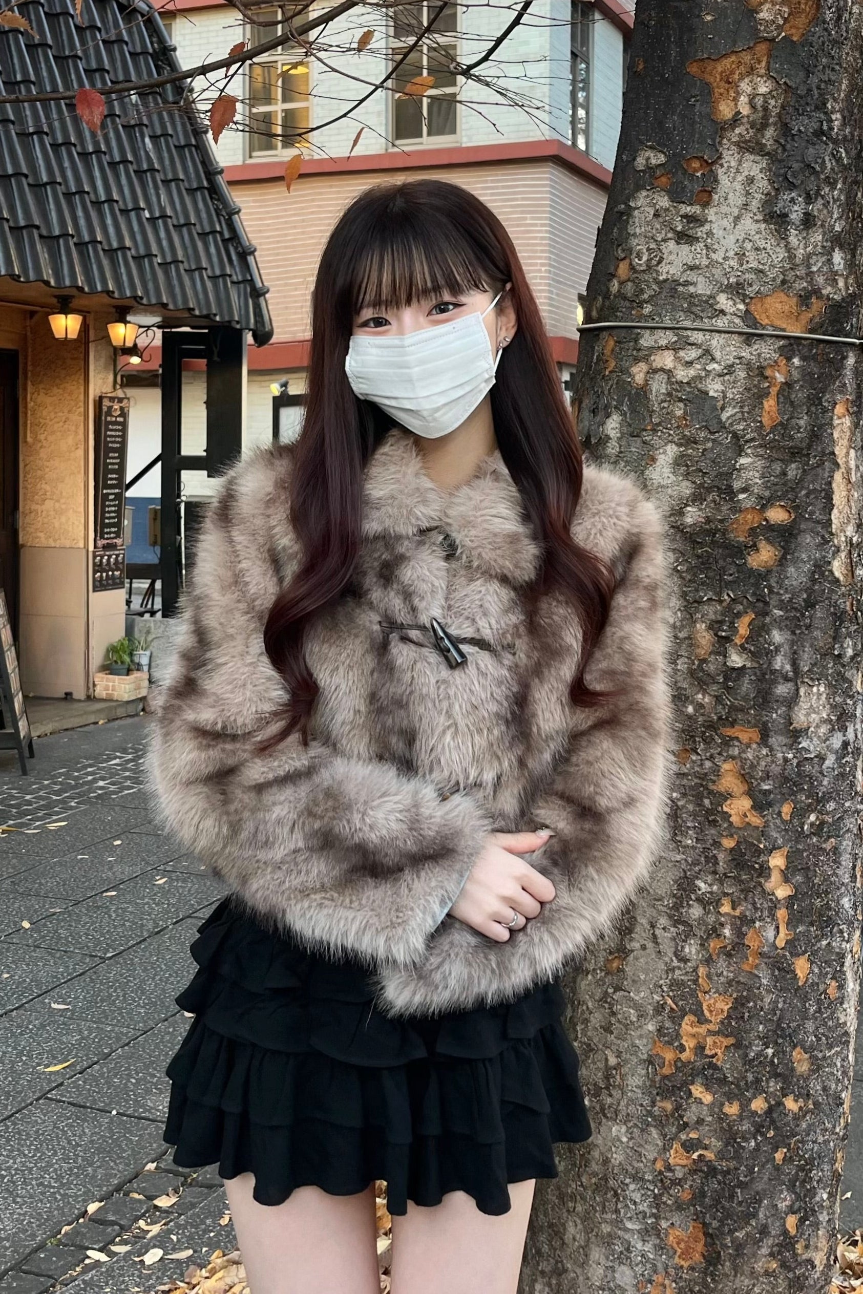 フェイクファーミックスコート KR30232