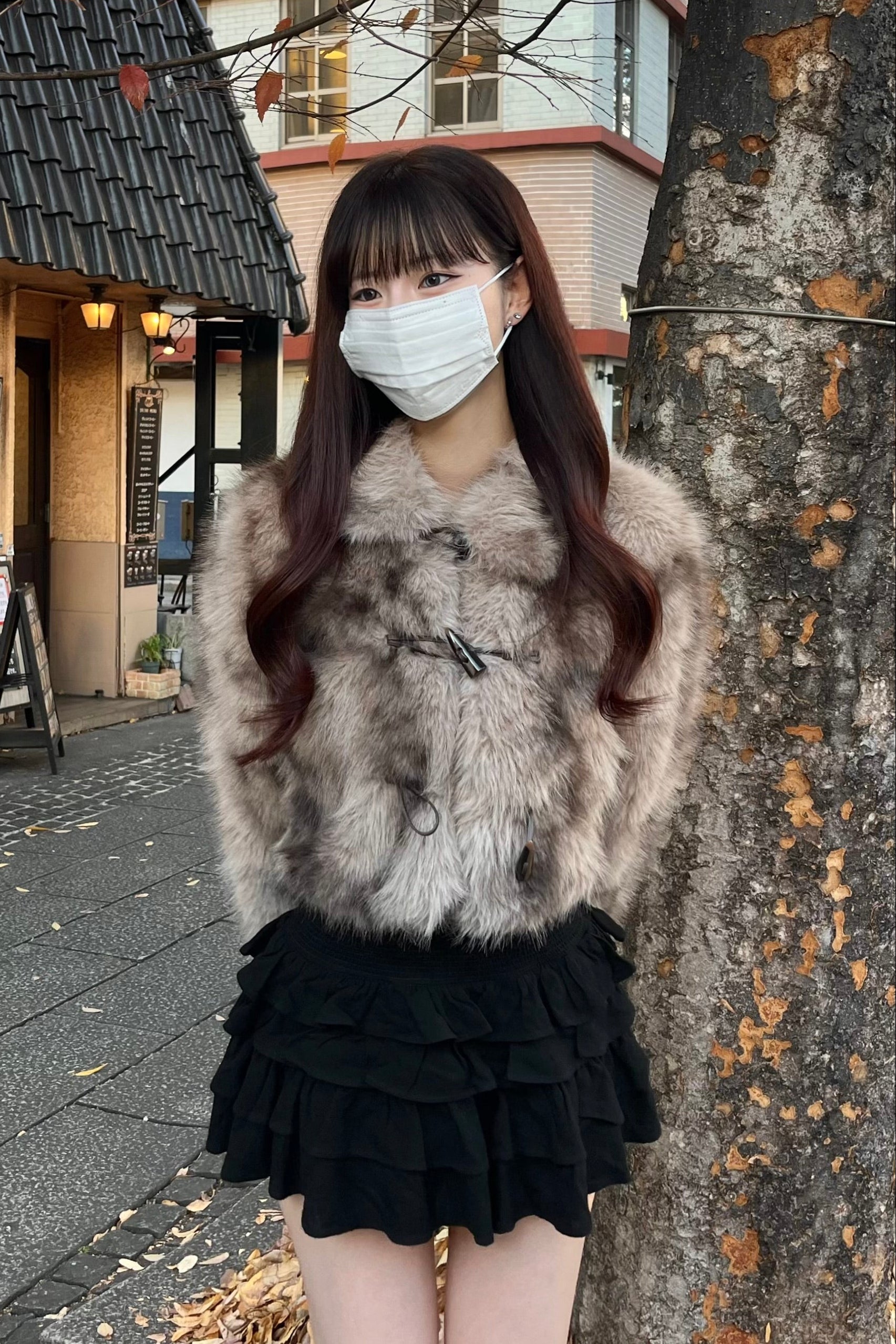 フェイクファーミックスコート KR30232