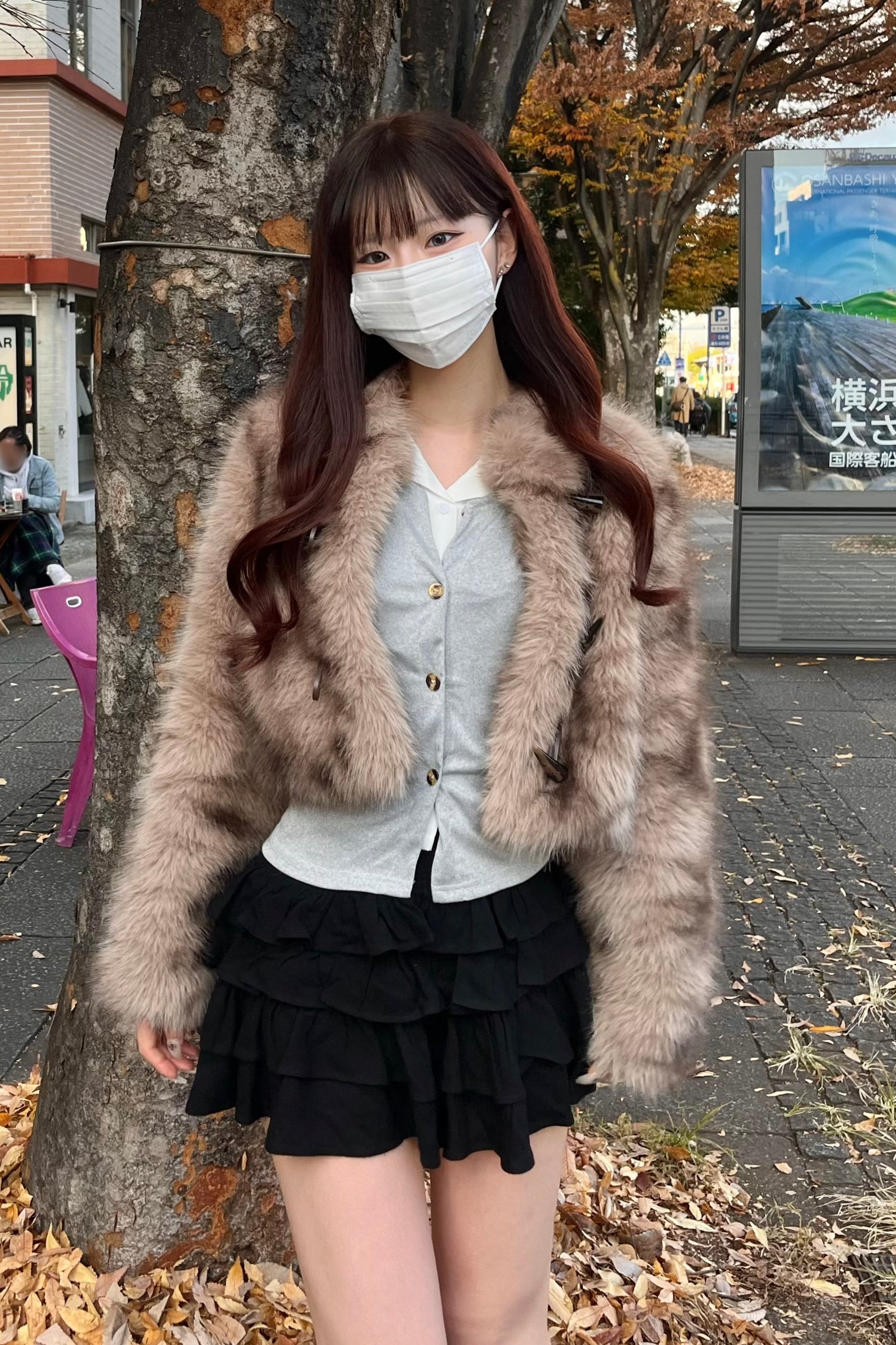 フェイクファーミックスコート KR30232