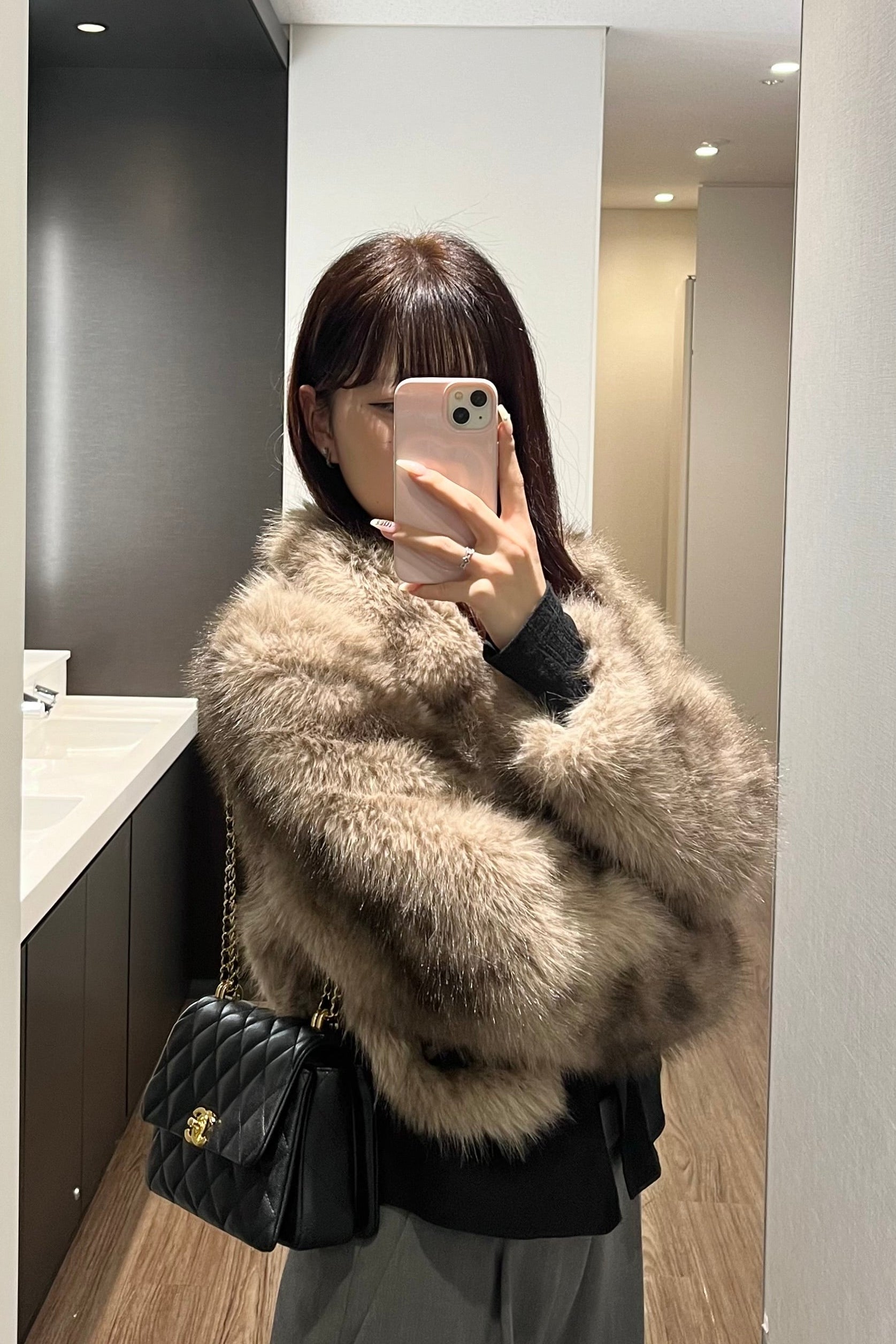 フェイクファーミックスコート KR30232