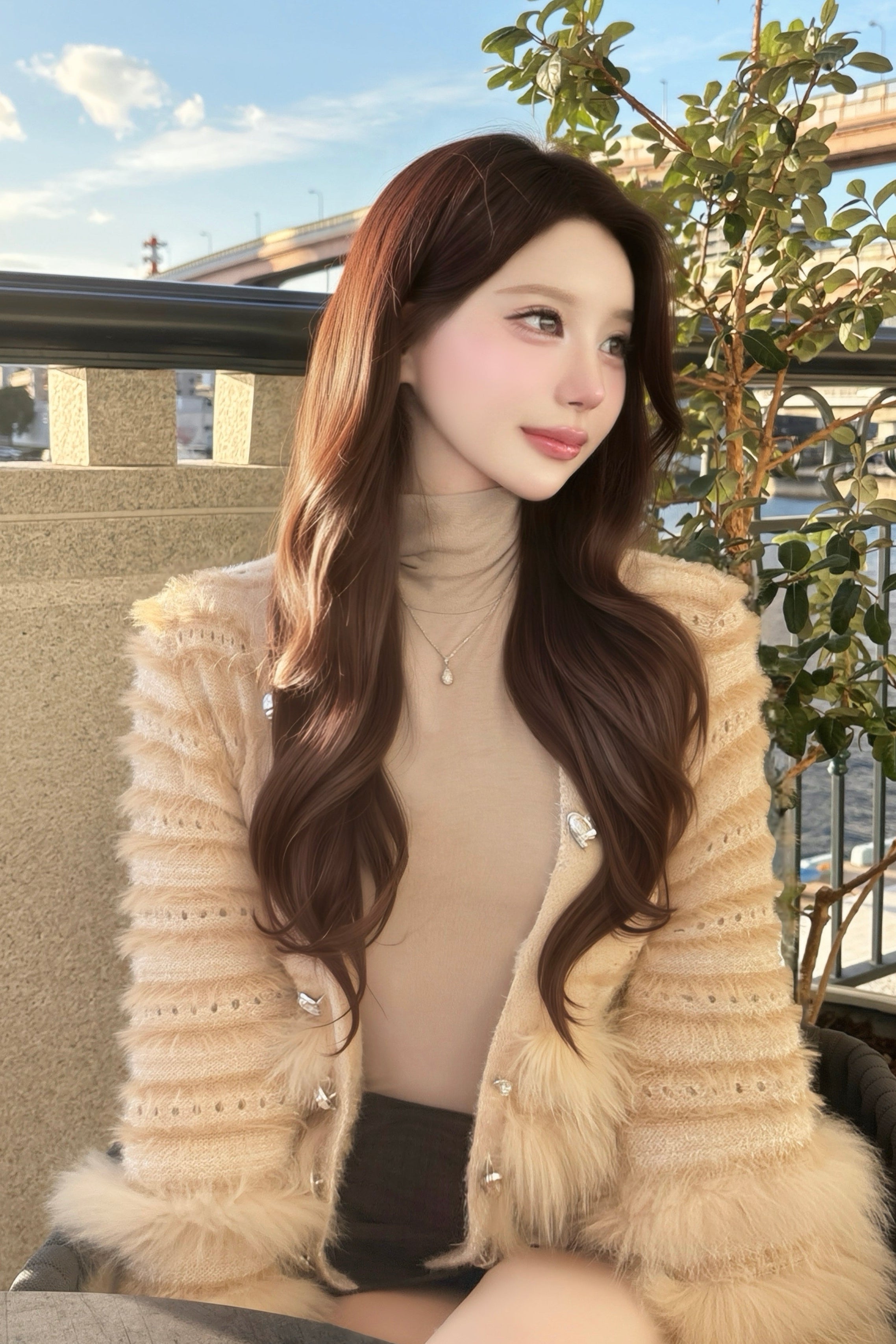 ファーデザインニットカーディガン KR13459