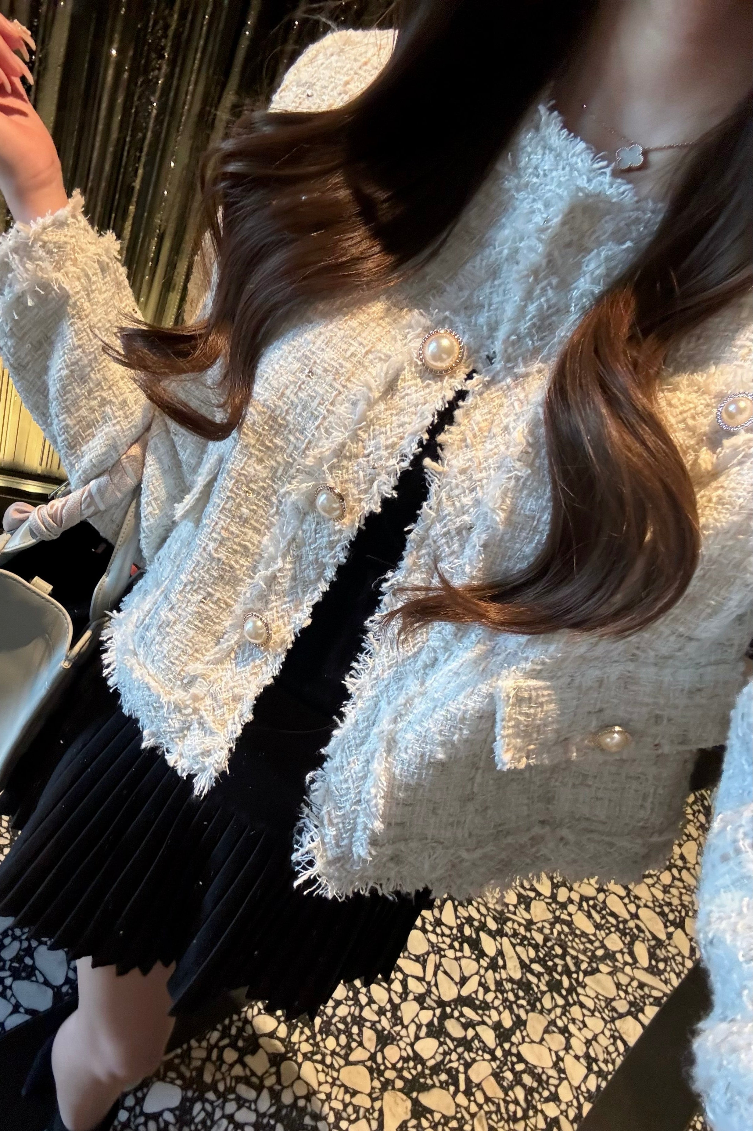 フリンジノーカラーツイードジャケット KR12295