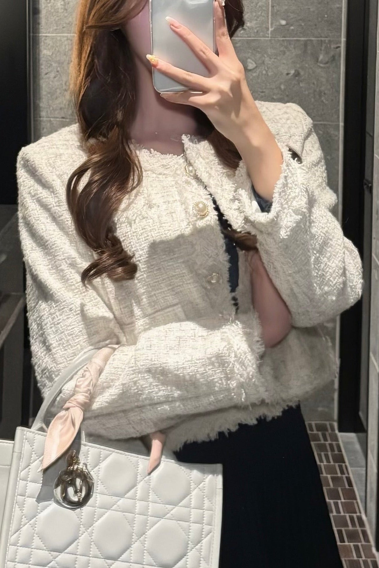 フリンジノーカラーツイードジャケット KR12295