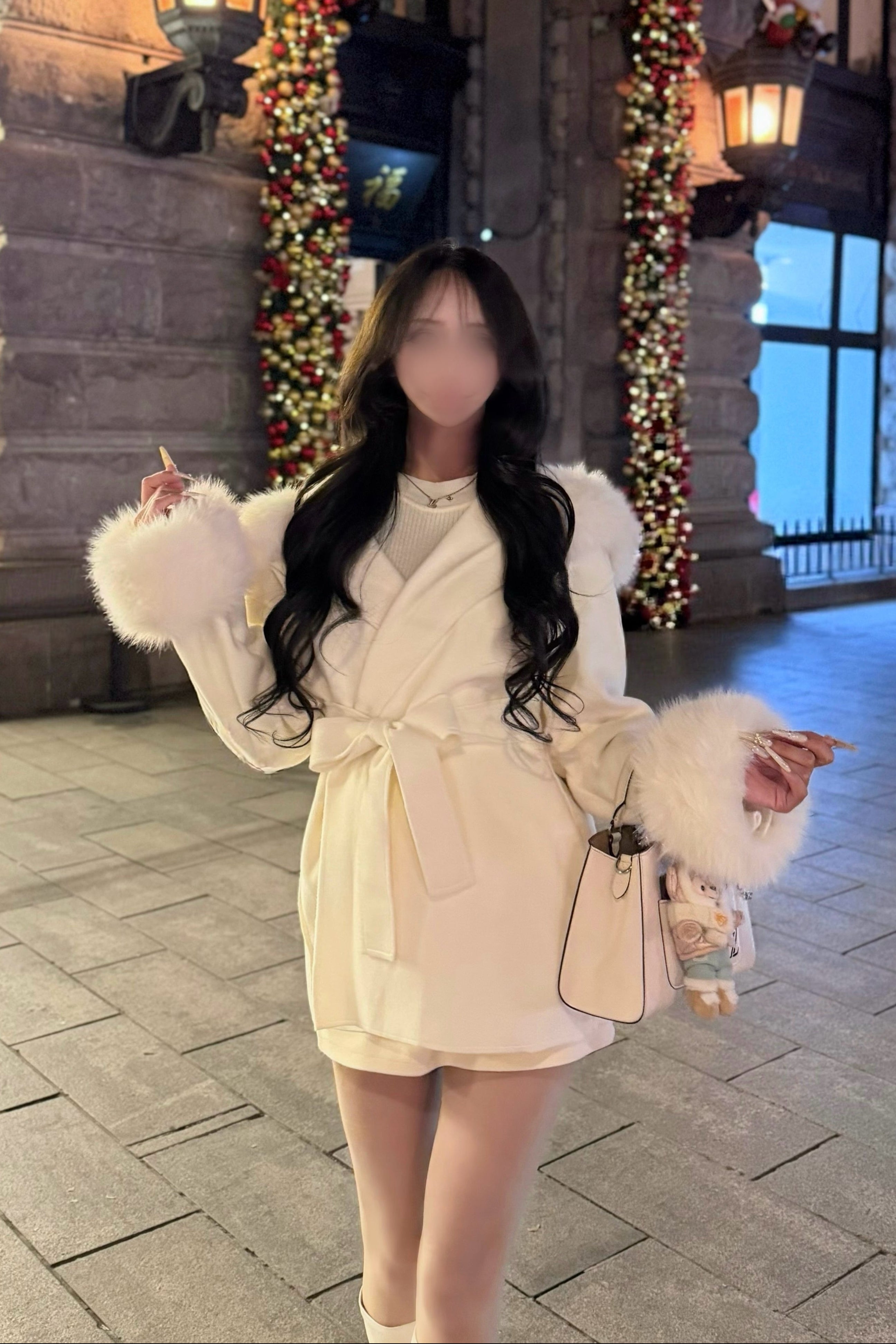 ボリュームファーリボンコート KR30126