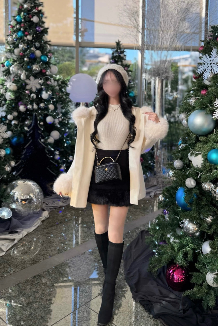 ボリュームファーリボンコート KR30126