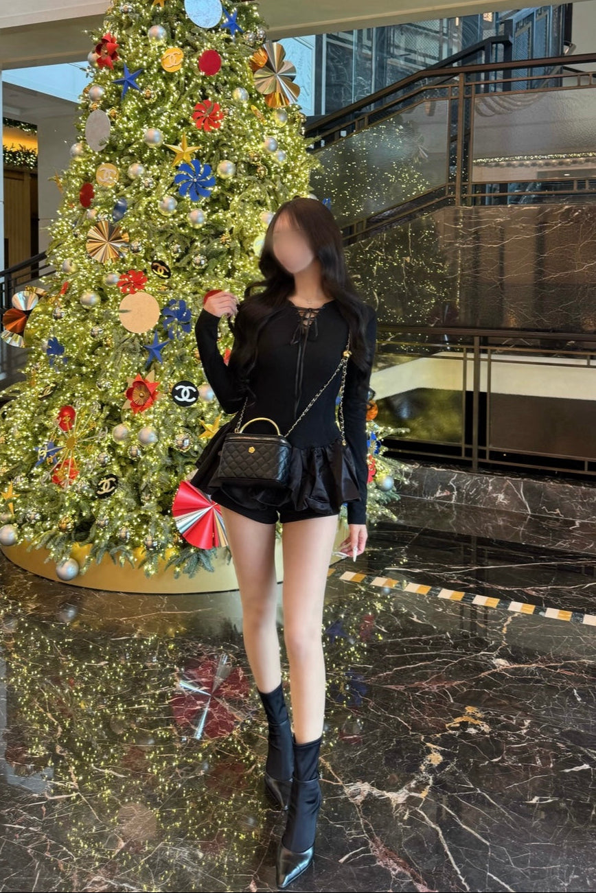 クロスデザインフリルワンピース KR13589