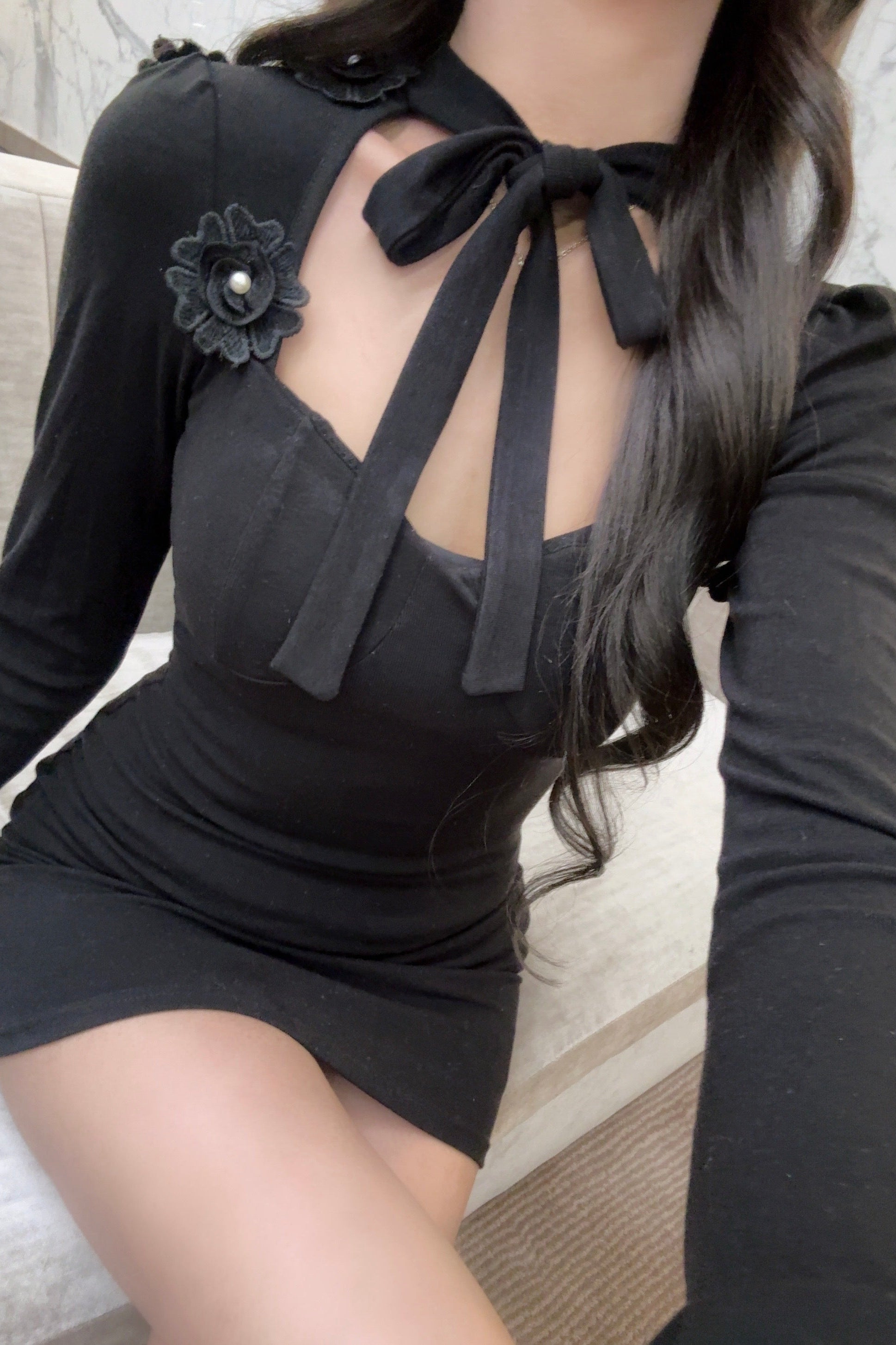 ショルダーリボンミニワンピース KR13588