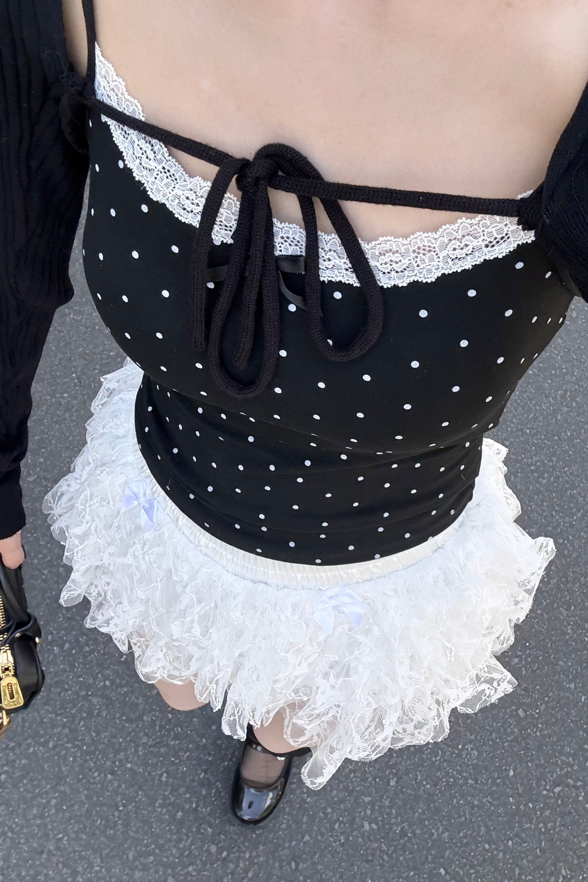 dot front ribon camisole KR10022