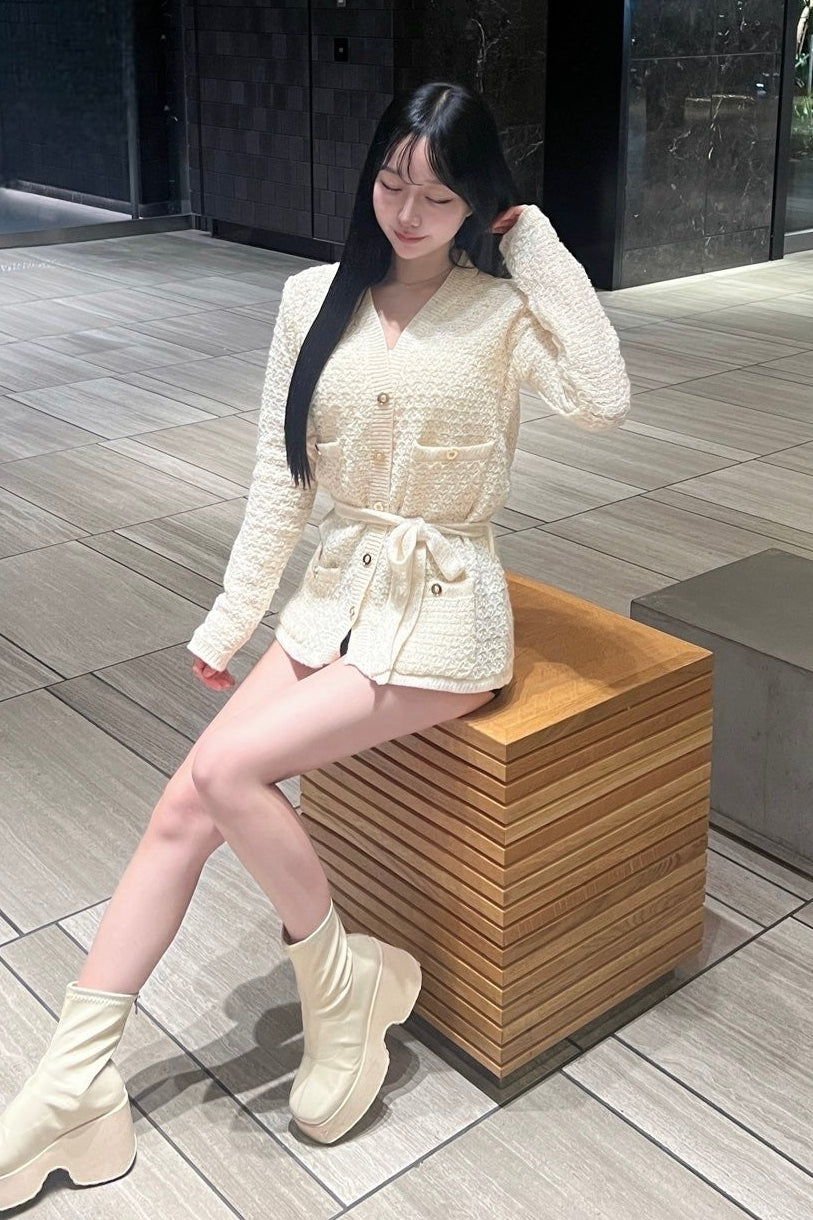 ゴールドボタンツイードカーディガン KR13478