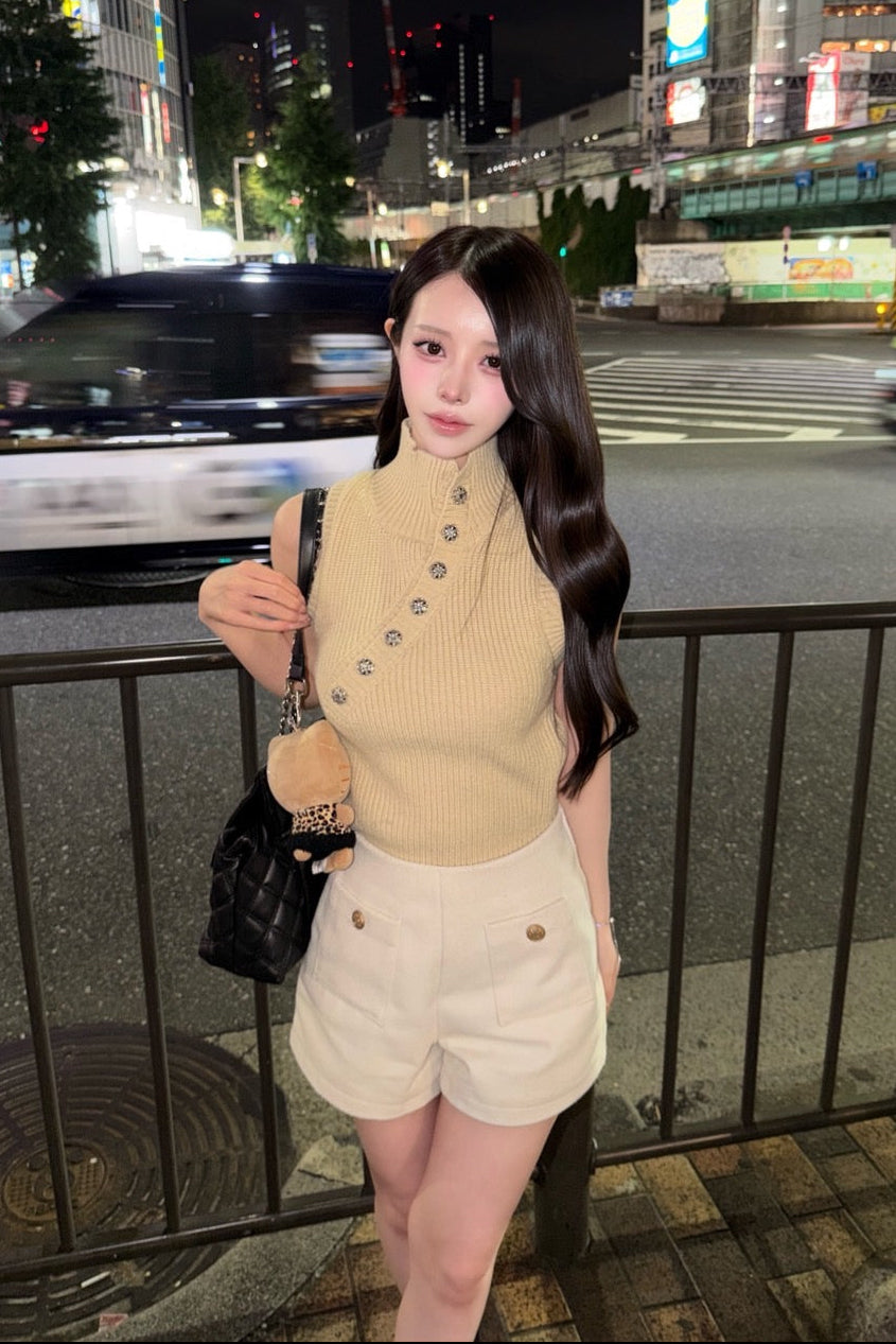 ハイネックノースリーブアボタンニット KR14923