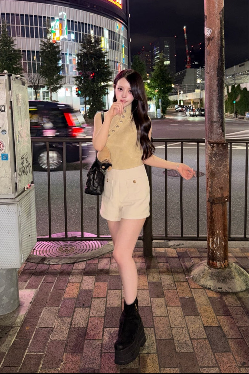 ハイネックノースリーブアボタンニット KR14923