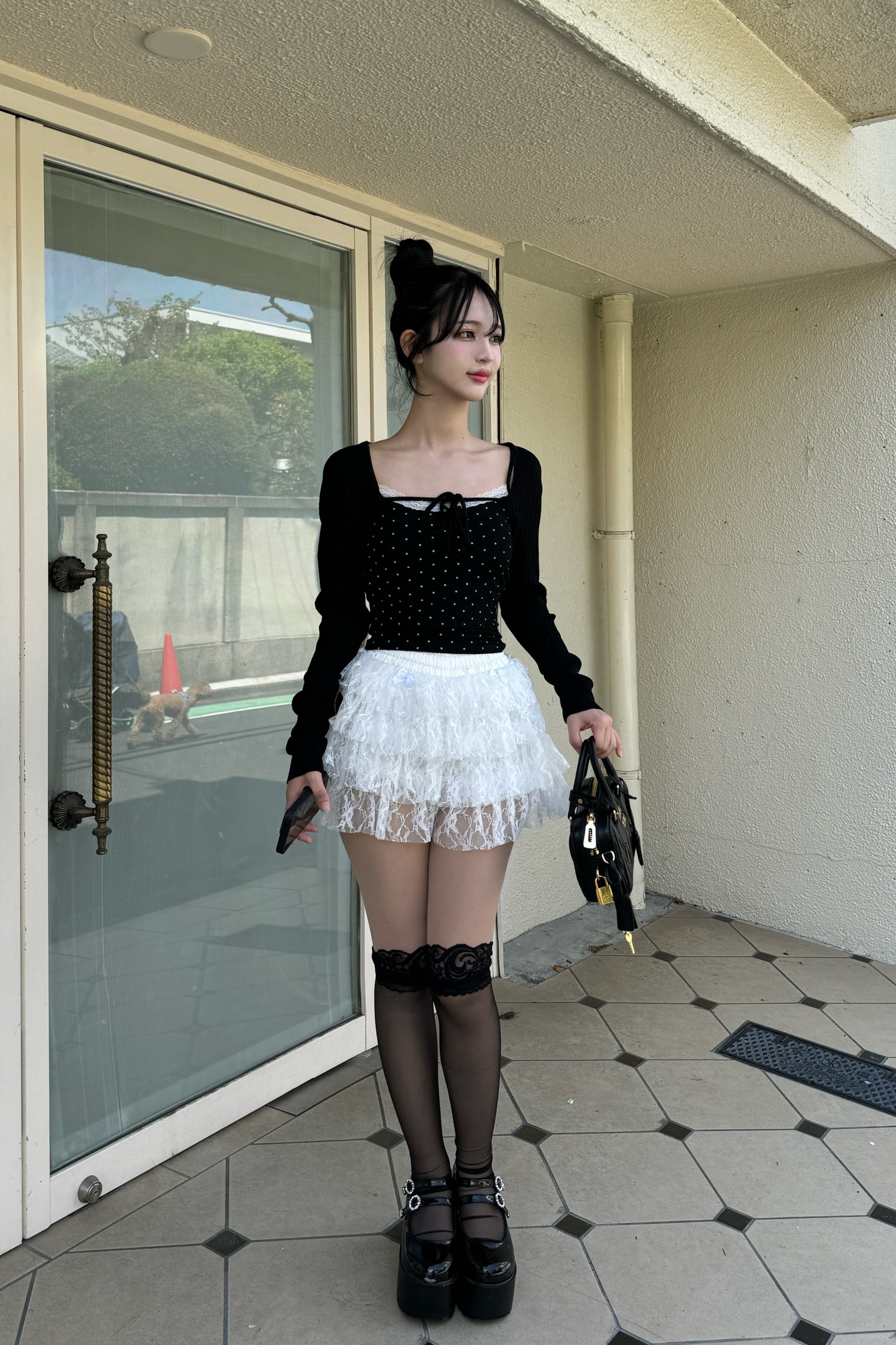 dot front ribon camisole KR10022