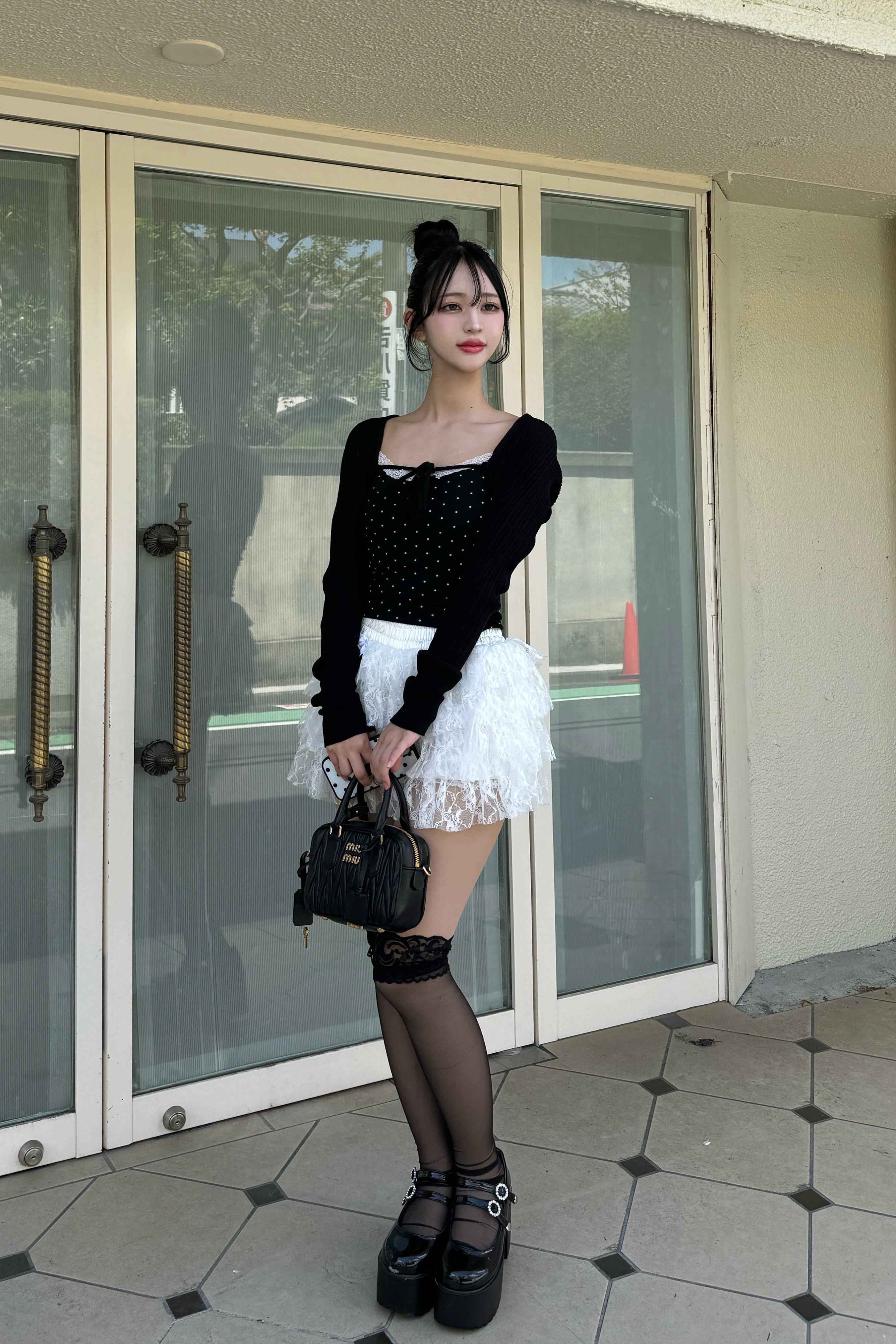 dot front ribon camisole KR10022