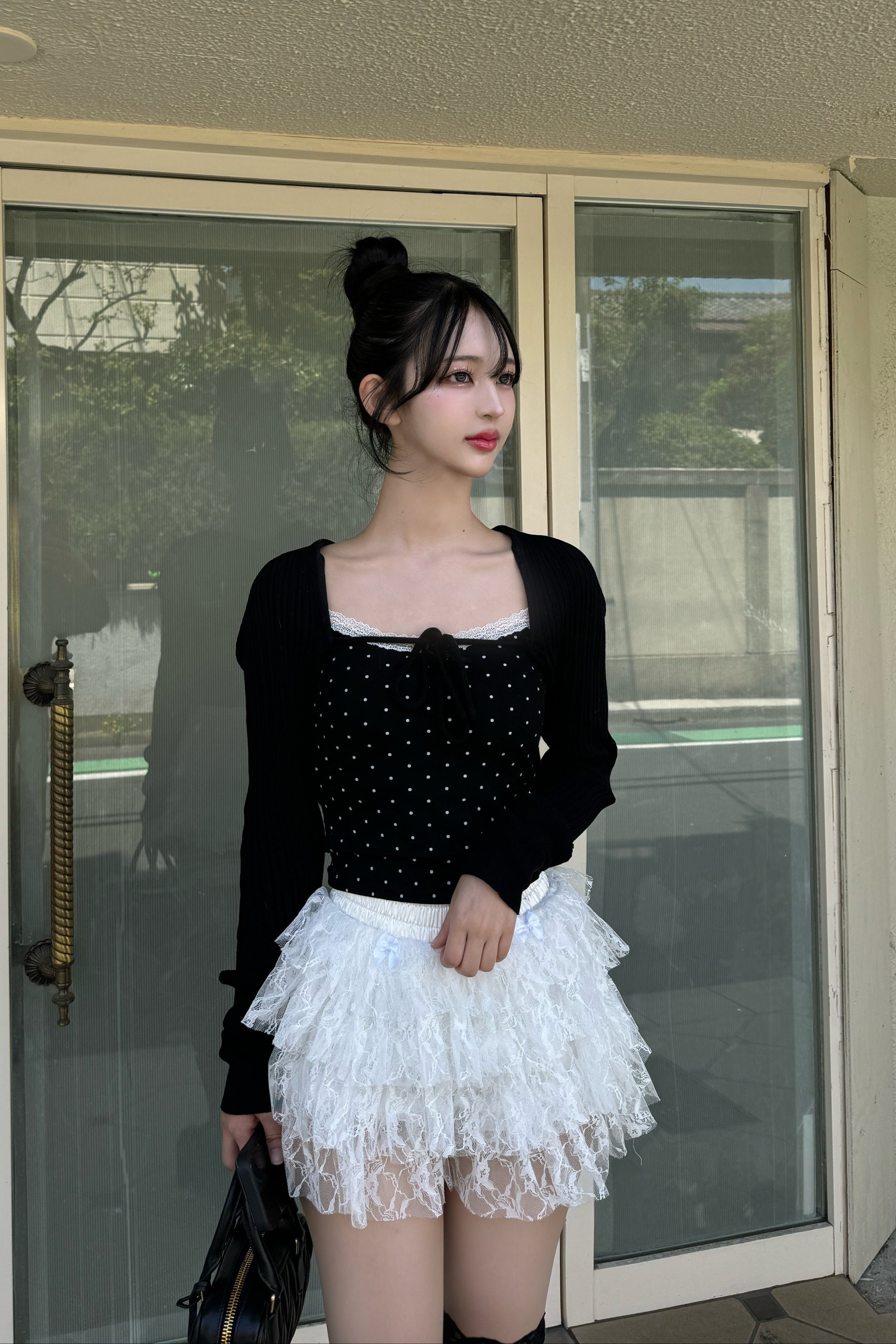 dot front ribon camisole KR10022