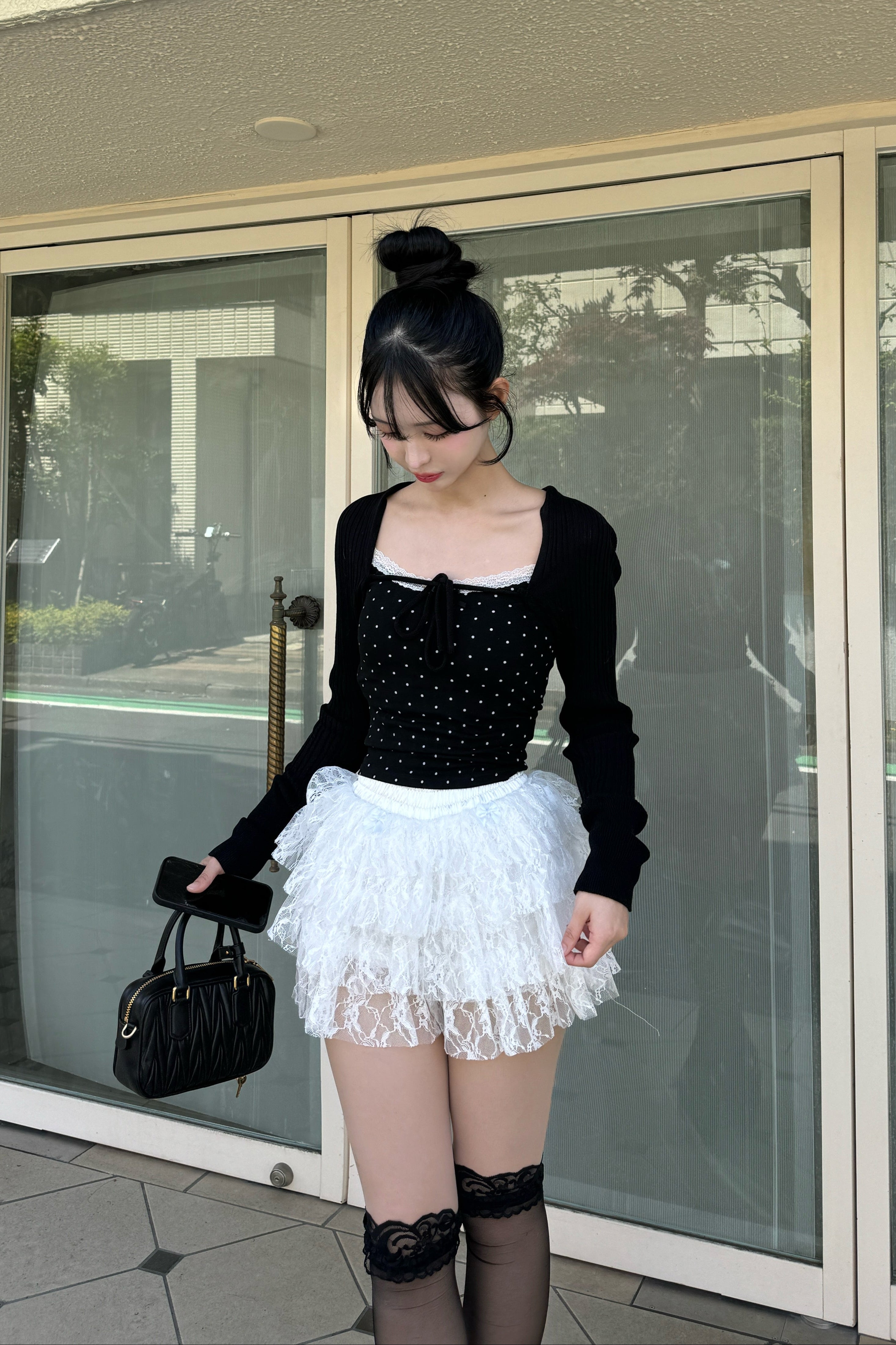 dot front ribon camisole KR10022