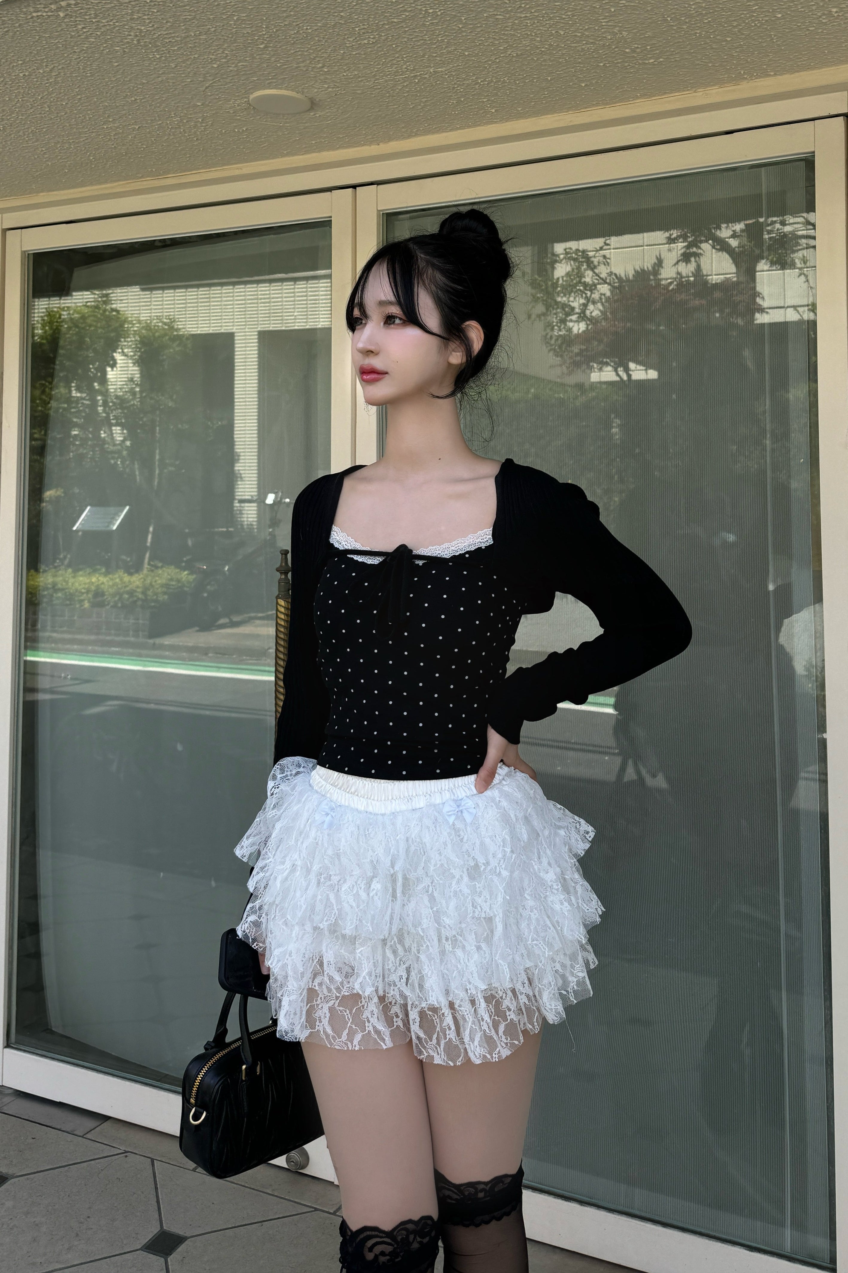 dot front ribon camisole KR10022