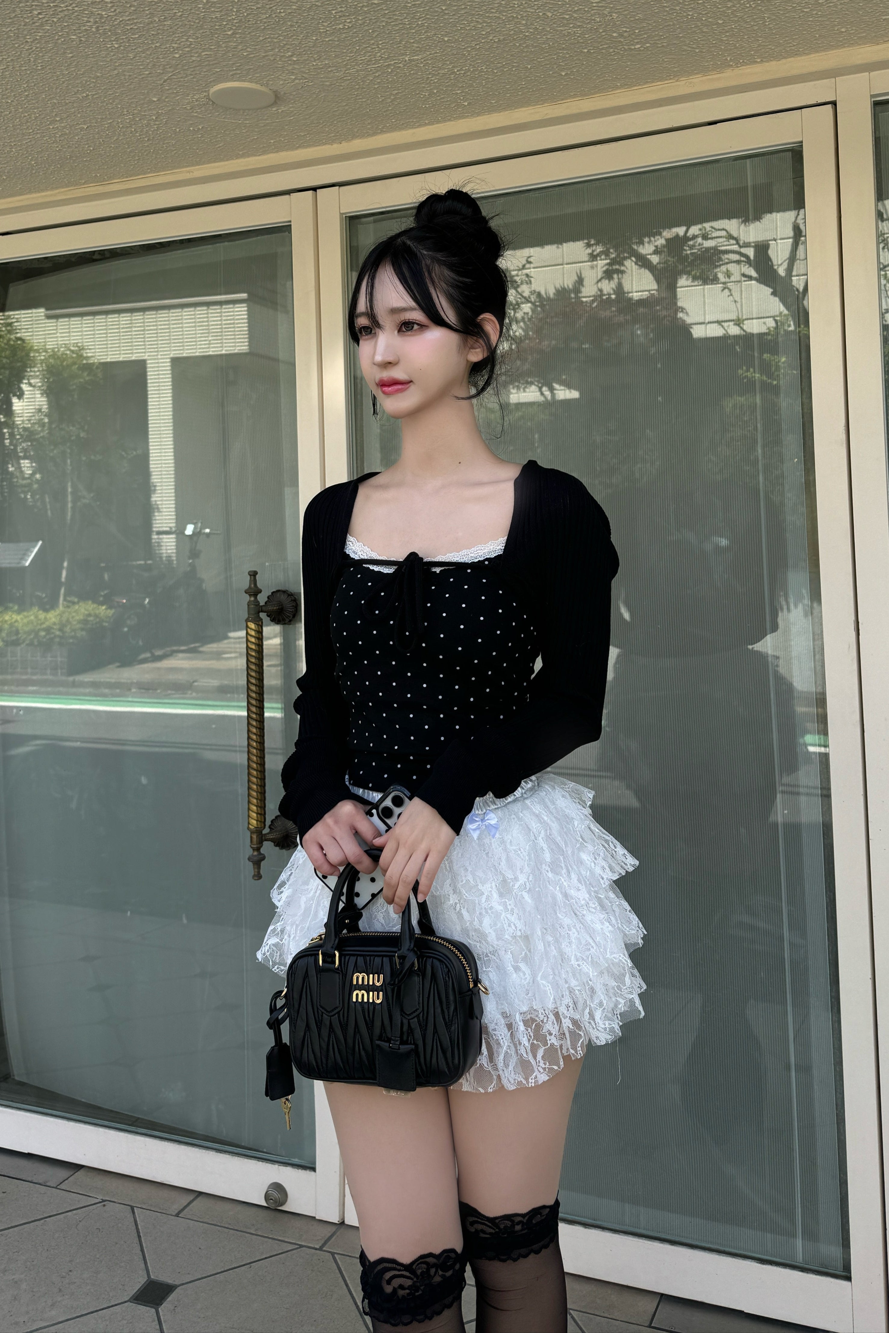 dot front ribon camisole KR10022