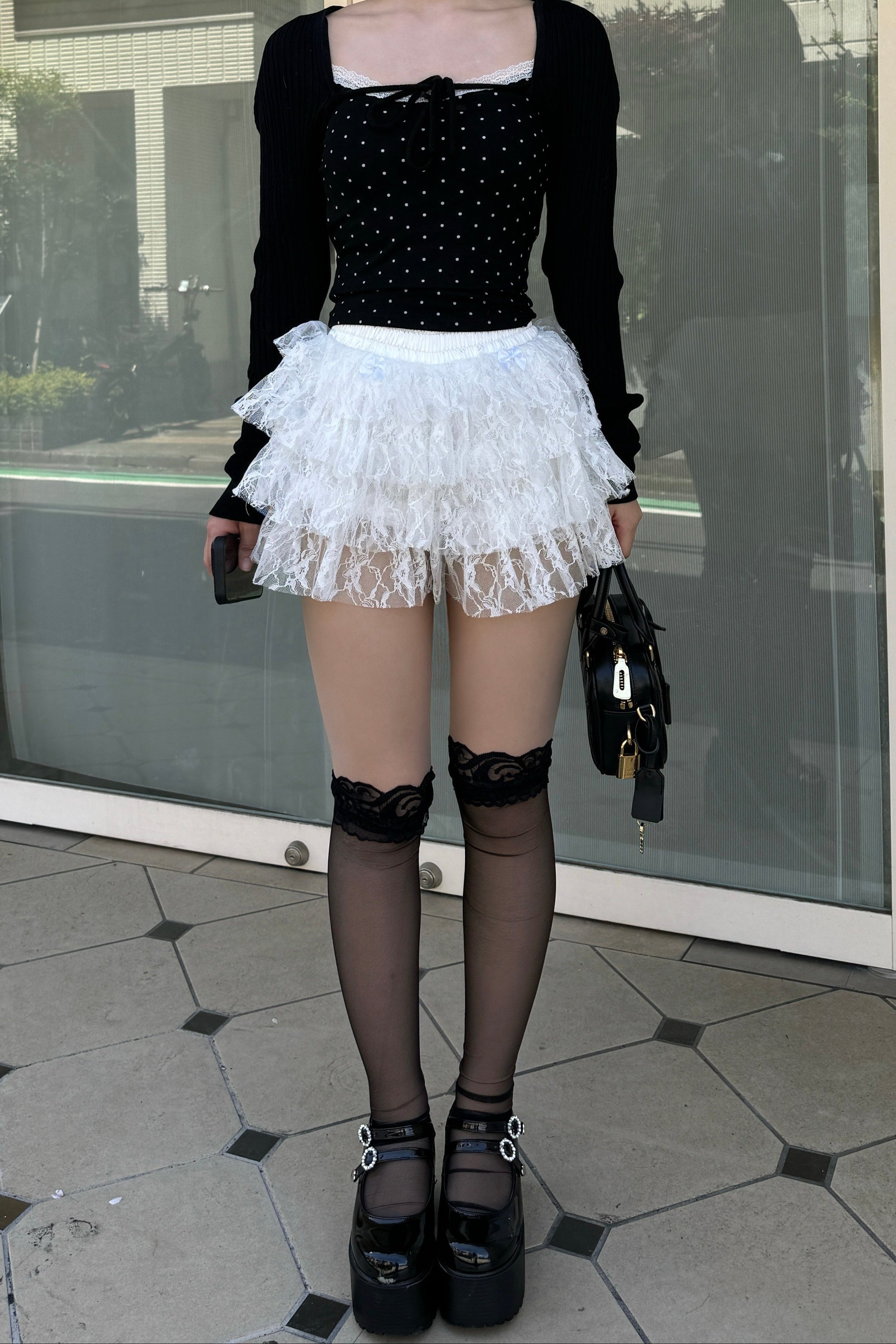 dot front ribon camisole KR10022