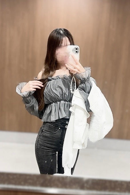 オフショルシフォンブラウス KR12603