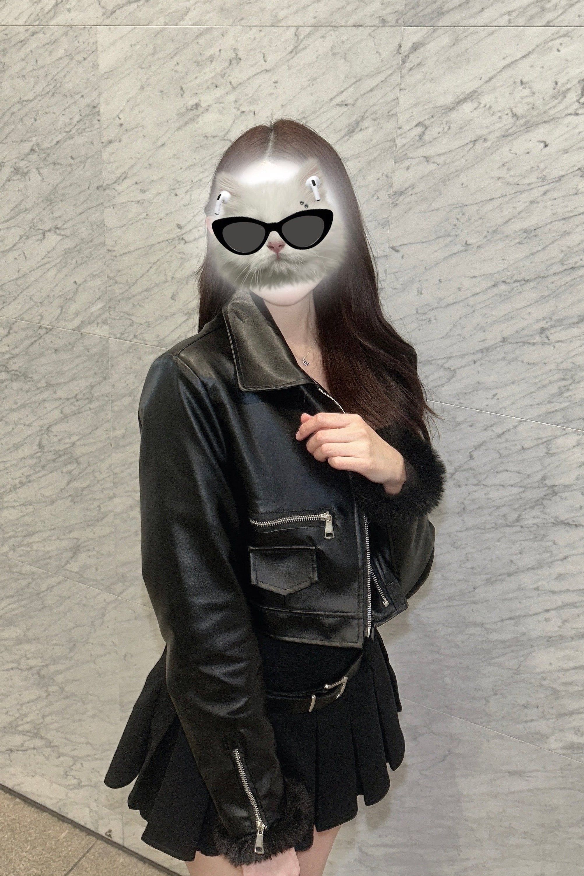 レザージップショートジャケット KR30435