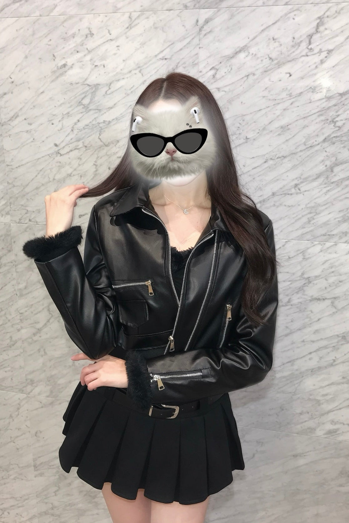 レザージップショートジャケット KR30435