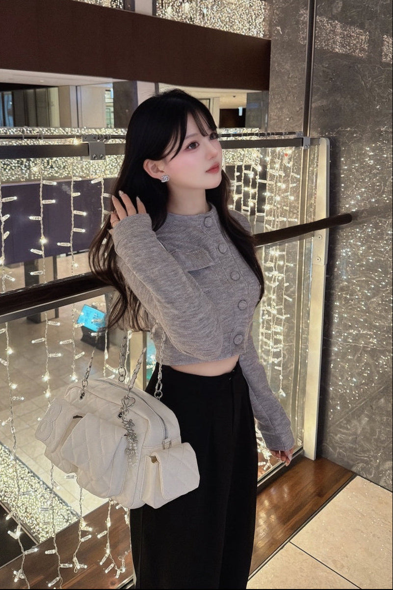 ダブルポケットショートニットカーディガン KR14108