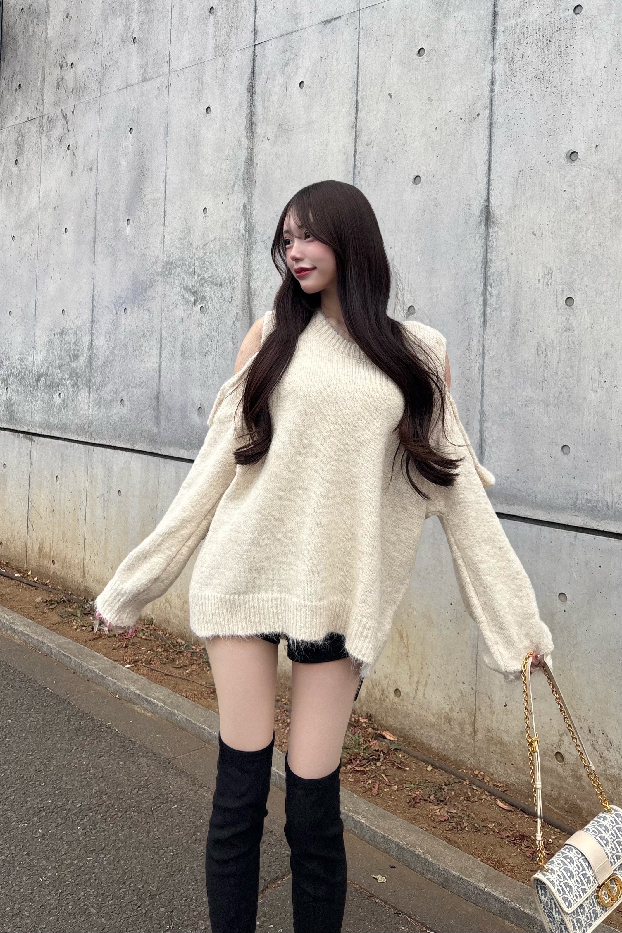 オフショルルーズニット KR14090