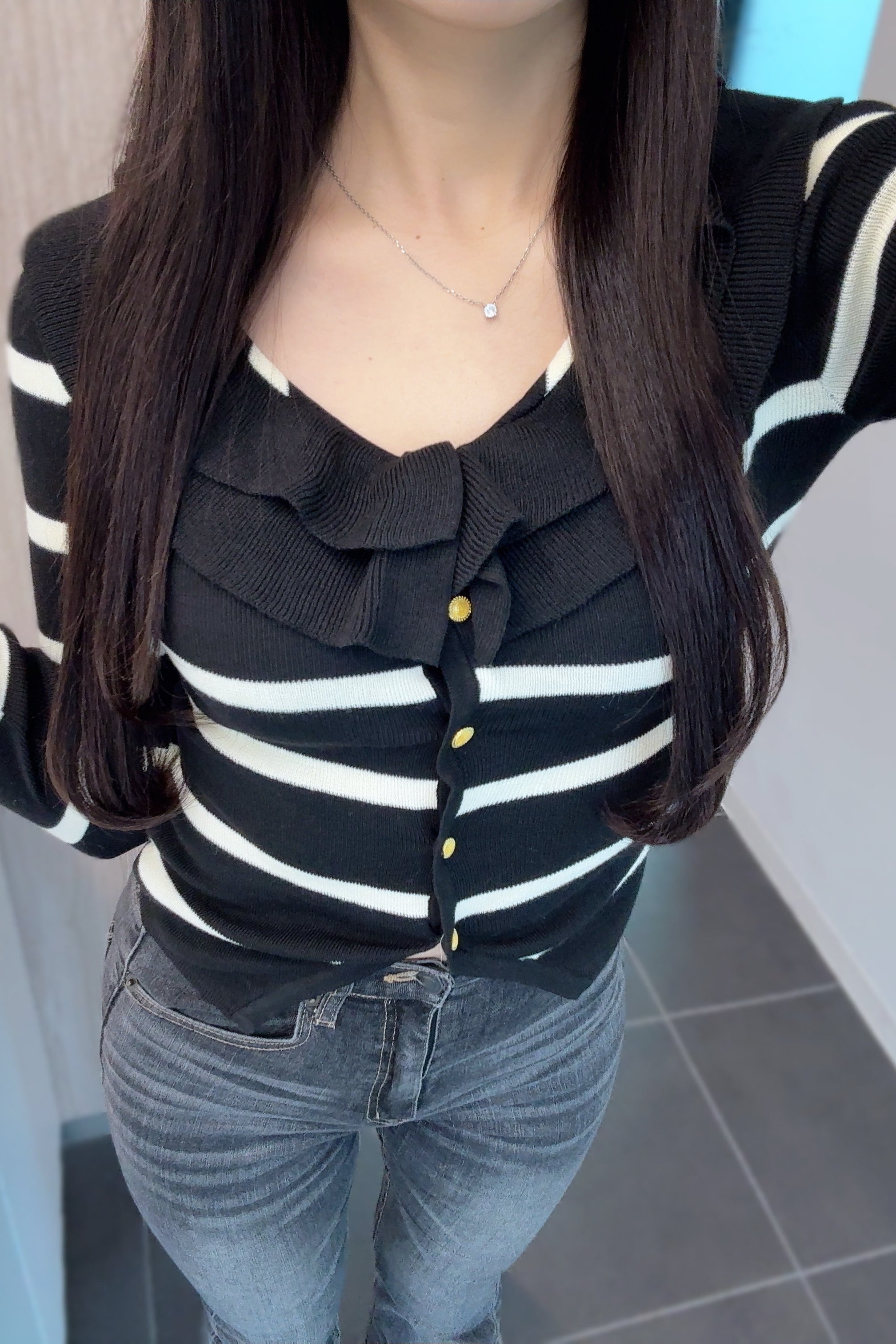 フリルボーダーカーディガン KR13628