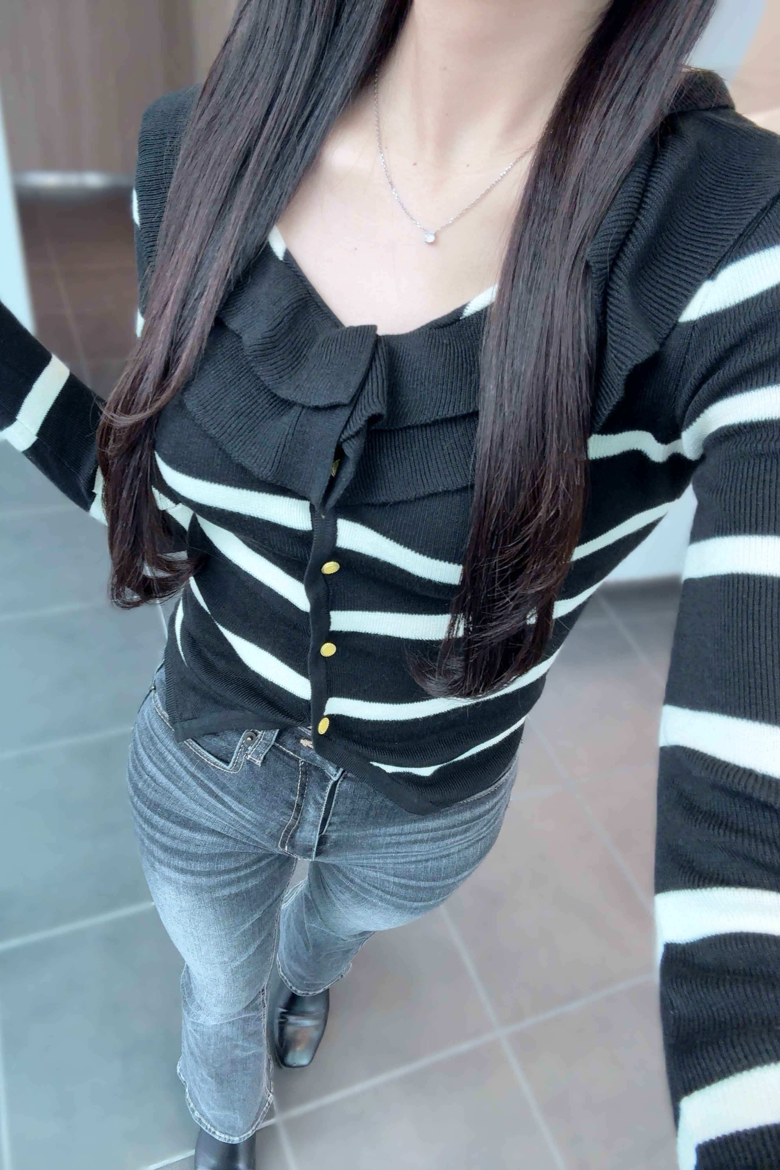 フリルボーダーカーディガン KR13628