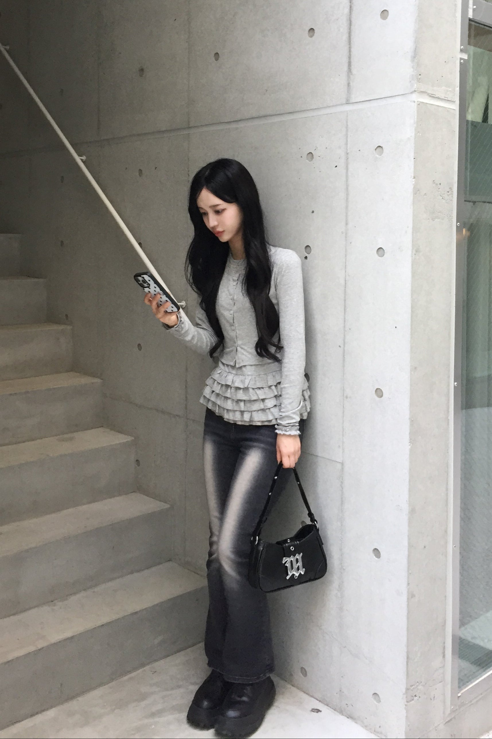 frill up shirt cardigan KR10023