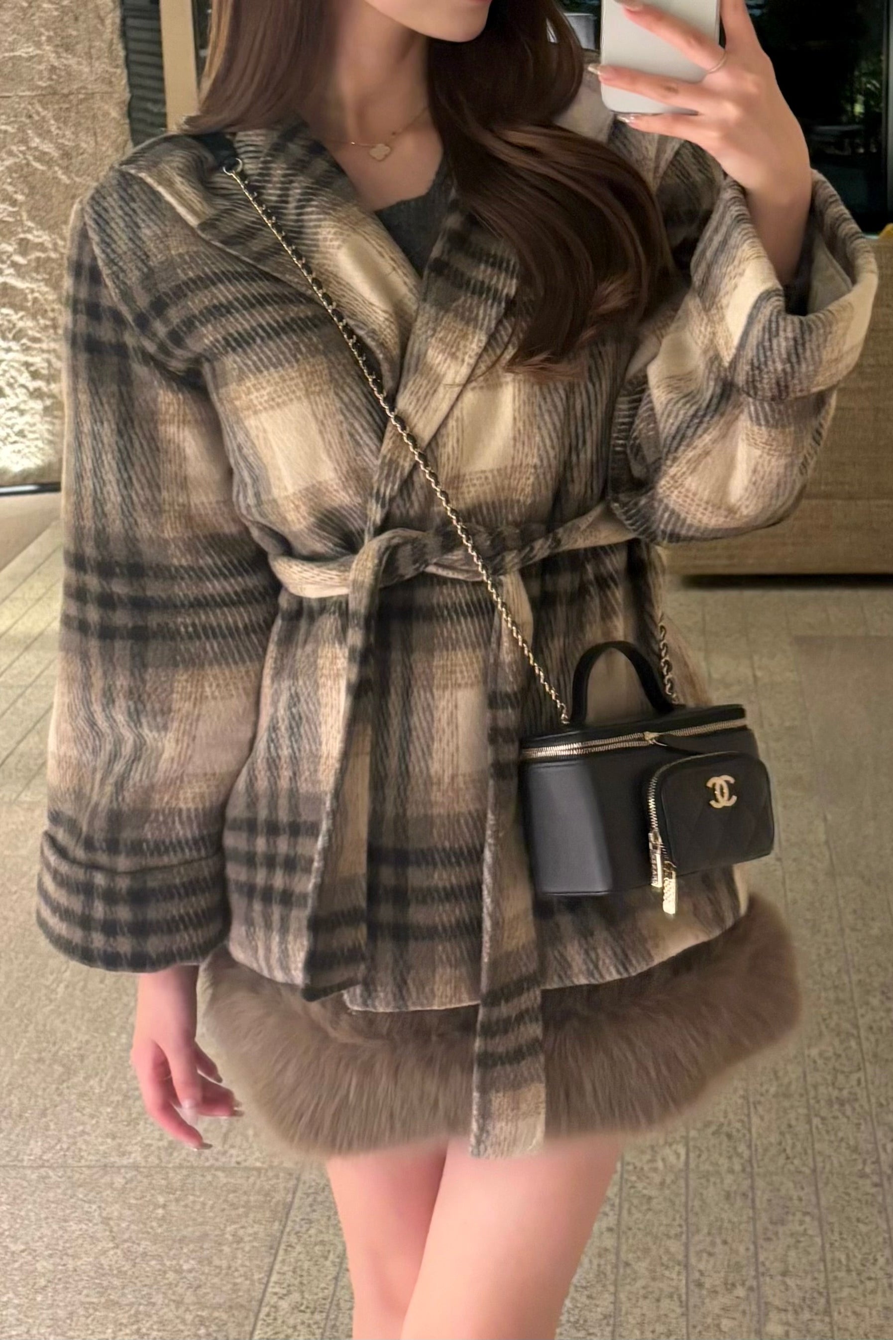 コリアンチェックカラーコート KR30220