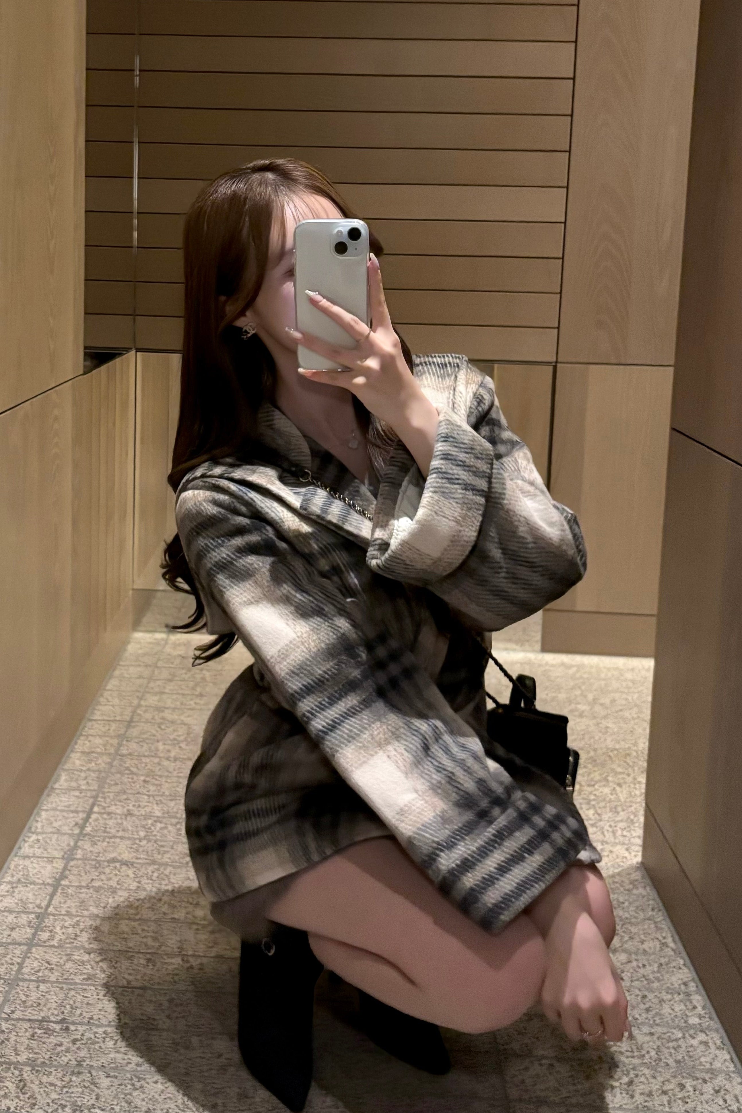 コリアンチェックカラーコート KR30220